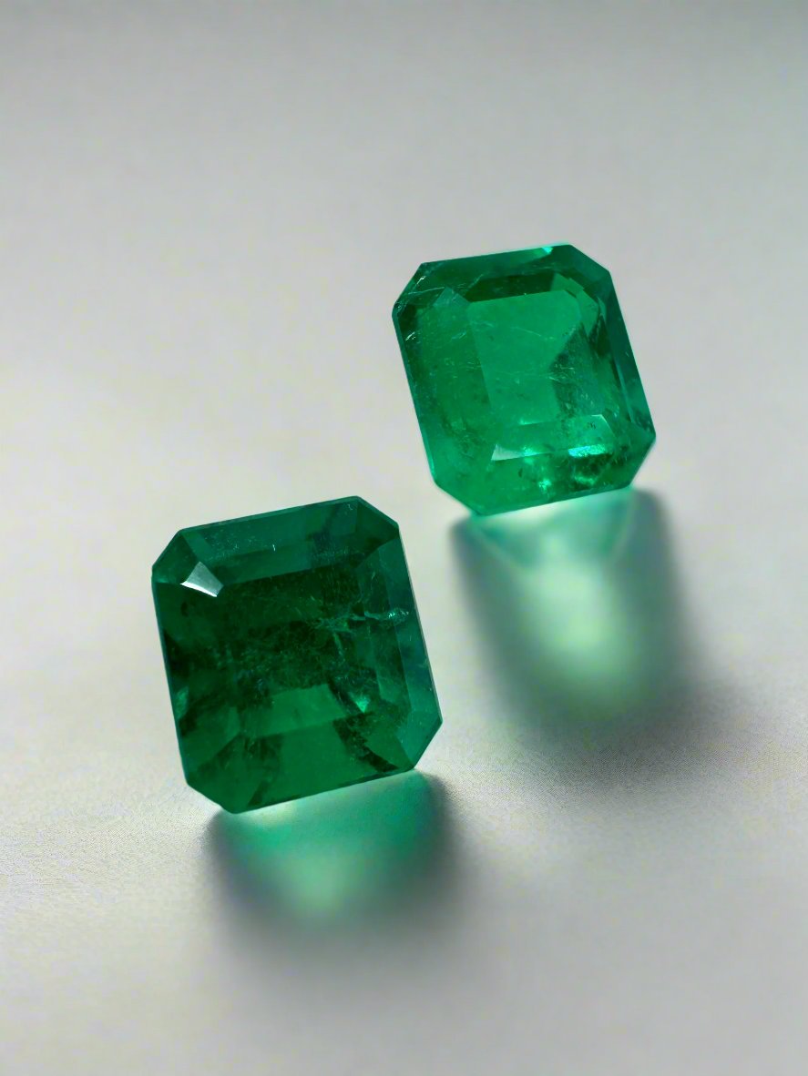 2.02tcw 6x5.4 AAA Matching Muzo Green Loose Colombian Emeralds-Asscher Cut - JR Colombian Emeralds