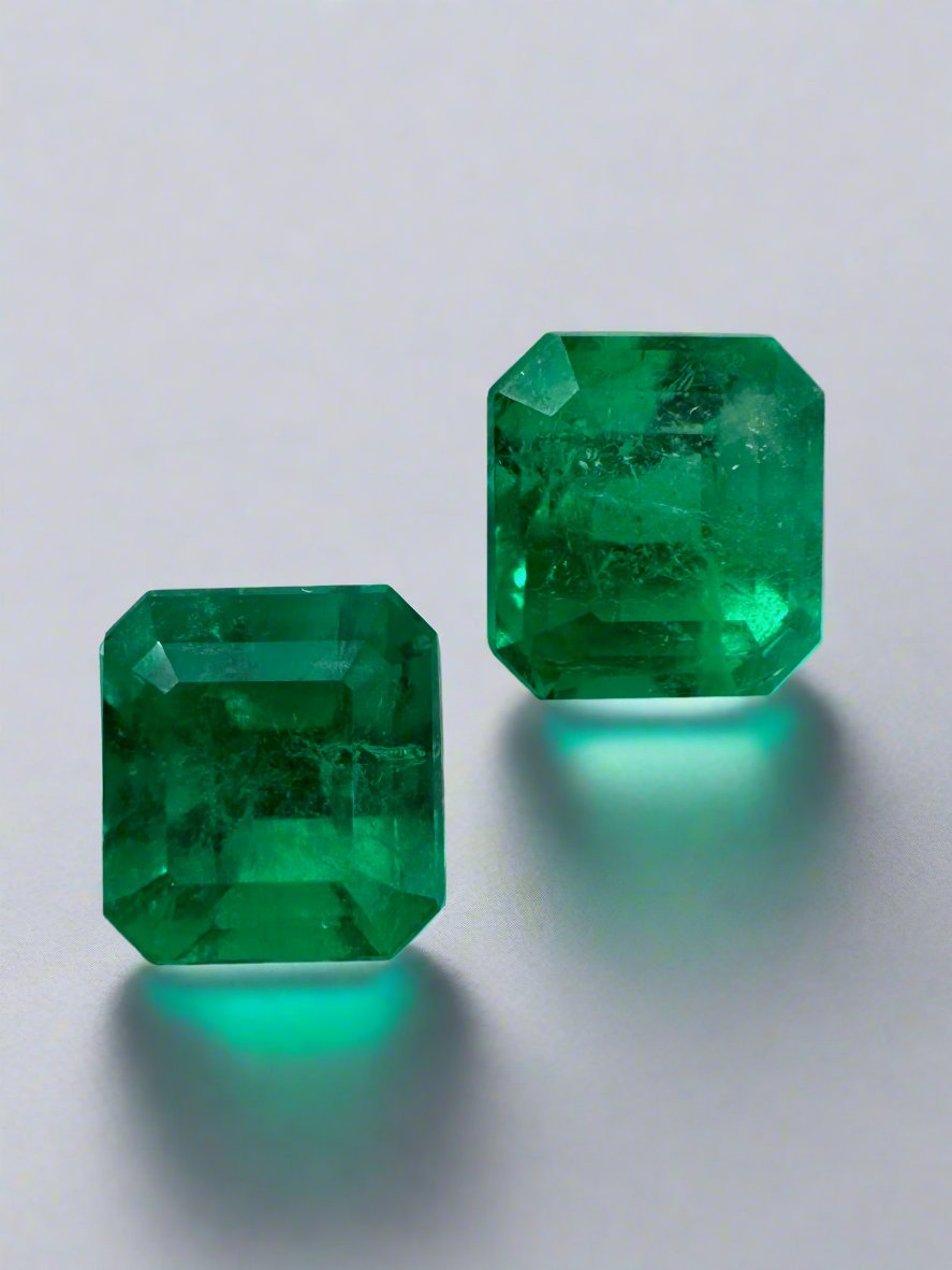 2.02tcw 6x5.4 AAA Matching Muzo Green Loose Colombian Emeralds-Asscher Cut - JR Colombian Emeralds