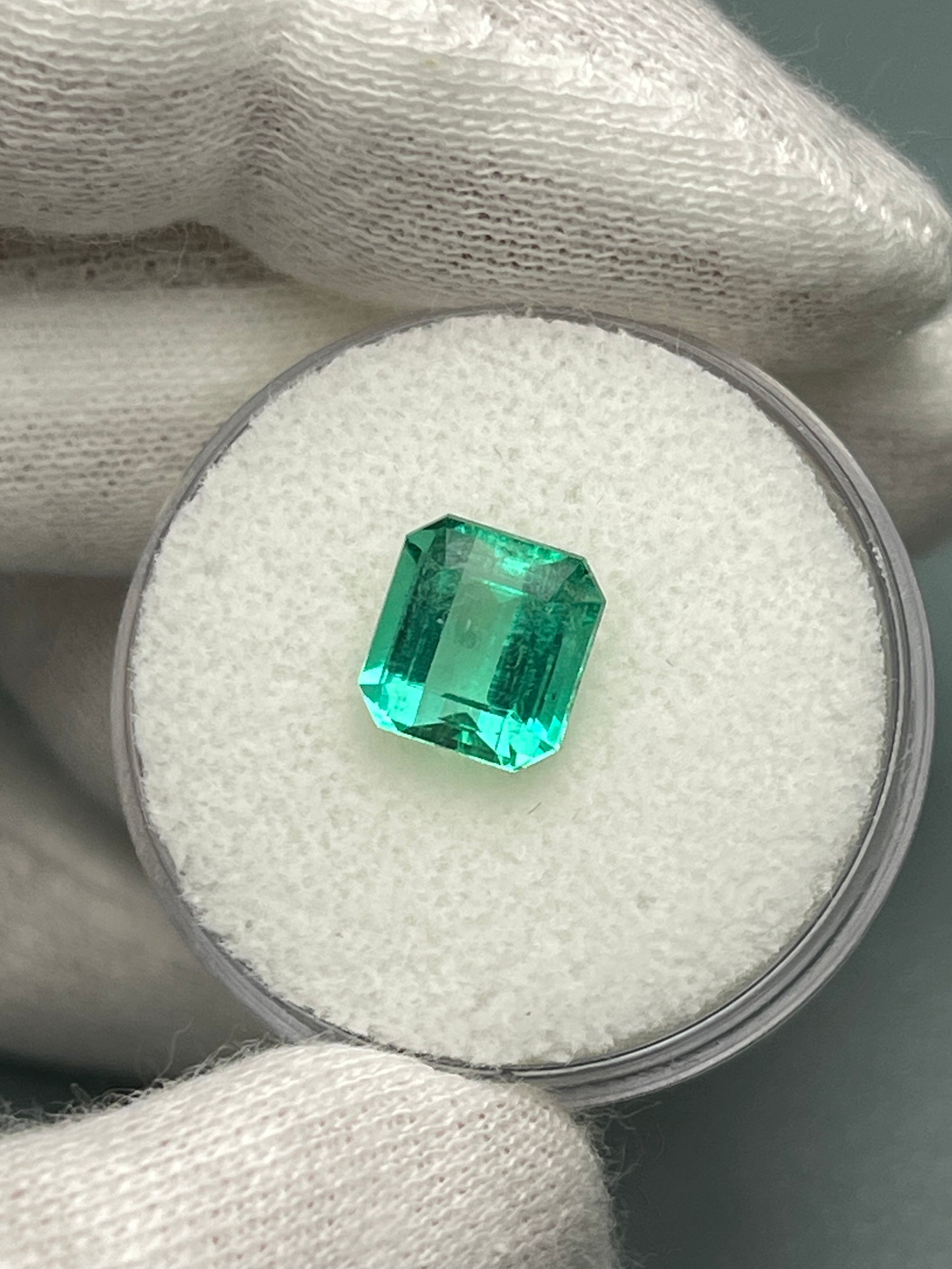 2.36 carat gemmy natural Colombian emerald loose Asscher cut gemstone from JR Colombian Emeralds.