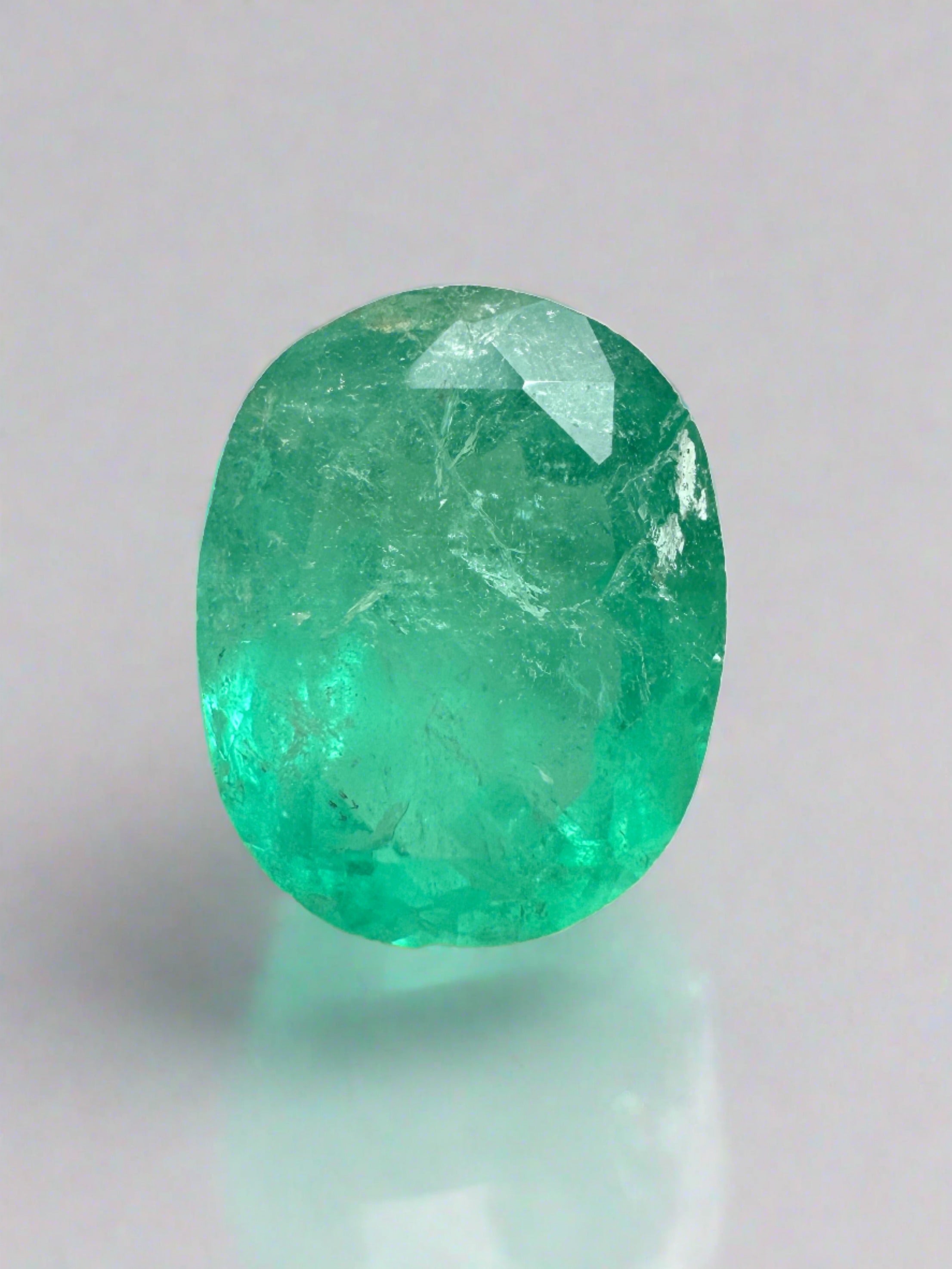 Medium green 2.48 carat oval cut Colombian emerald loose gemstone from JR Colombian Emeralds. Natural, vibrant, and finely cut.