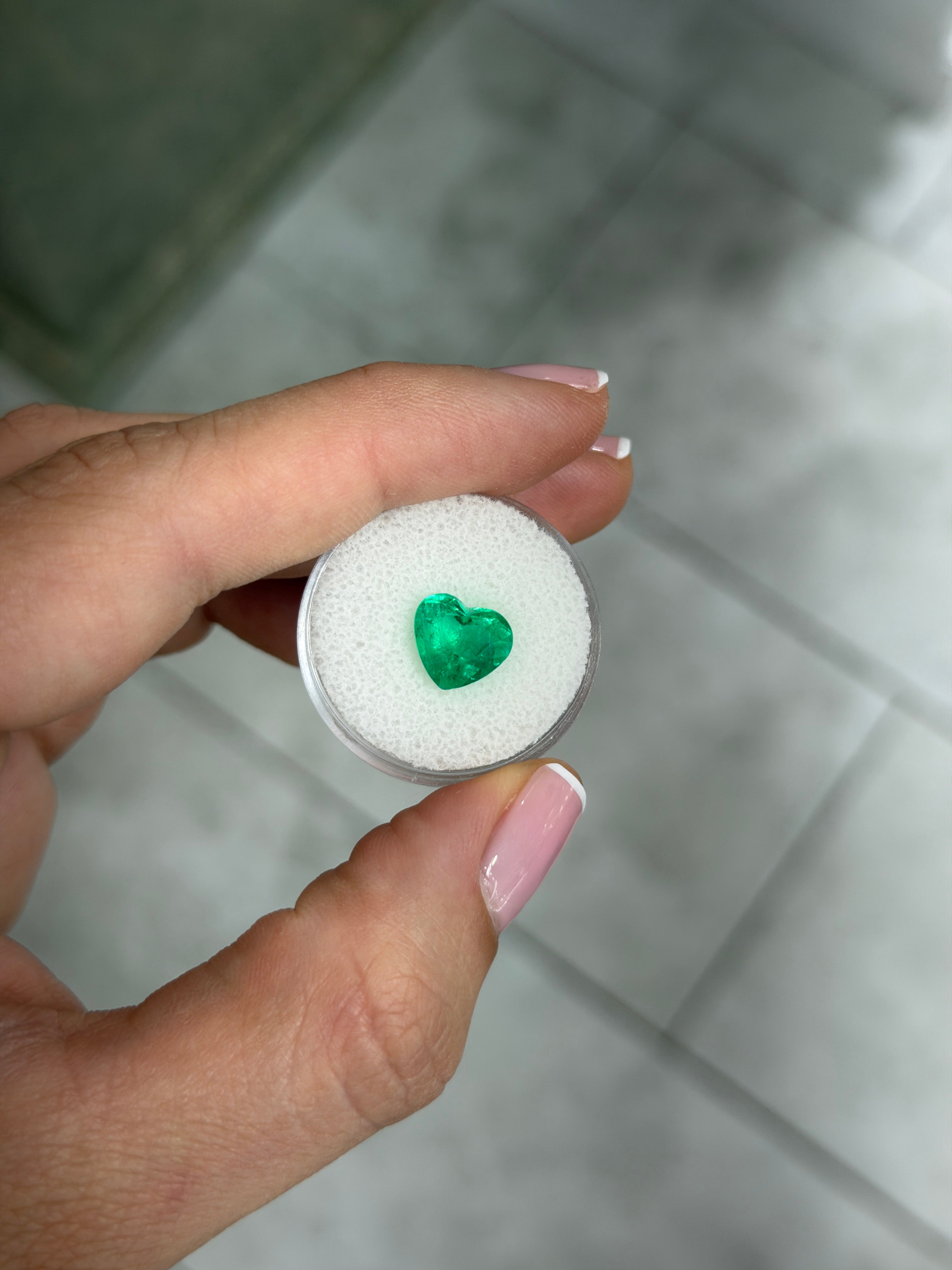 9x10mm bluish green Colombian emerald loose gemstone, heart cut, 2.53 carats, natural Chivor mine stone by JR Colombian Emeralds