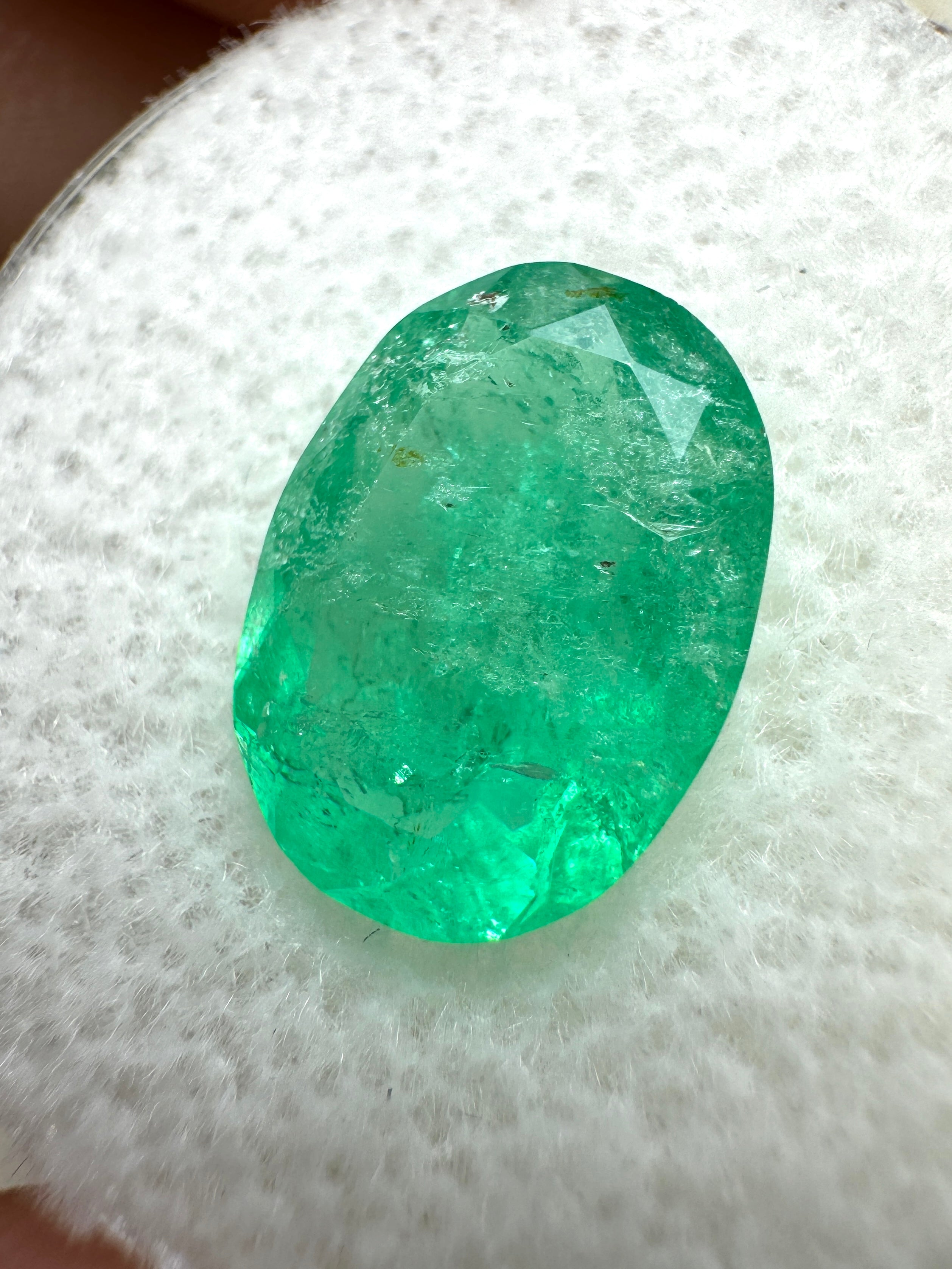 2.72 Carat earthy green natural Colombian emerald loose oval cut gemstone from JR Colombian Emeralds.