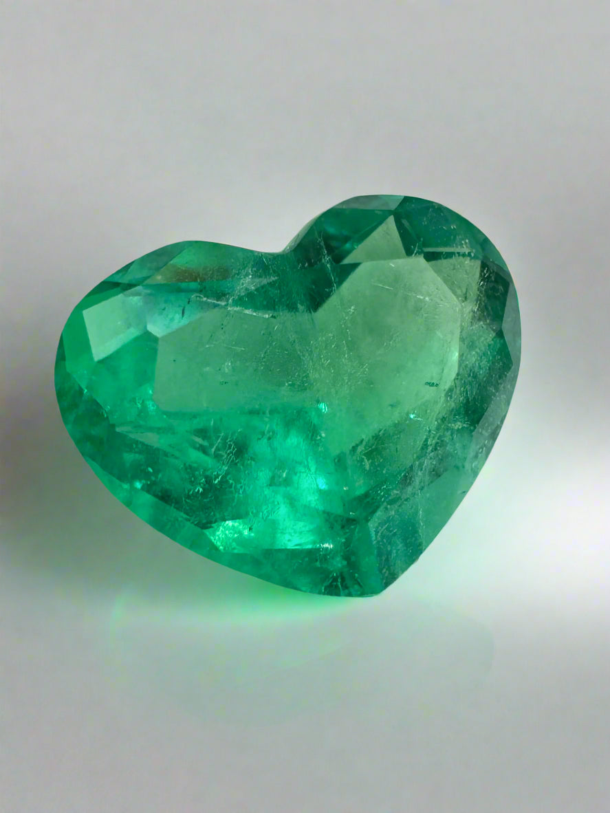 2.76 Carat 9x11 Bright Medium Green Natural Loose Colombian Emerald-Heart Cut - JR Colombian Emeralds