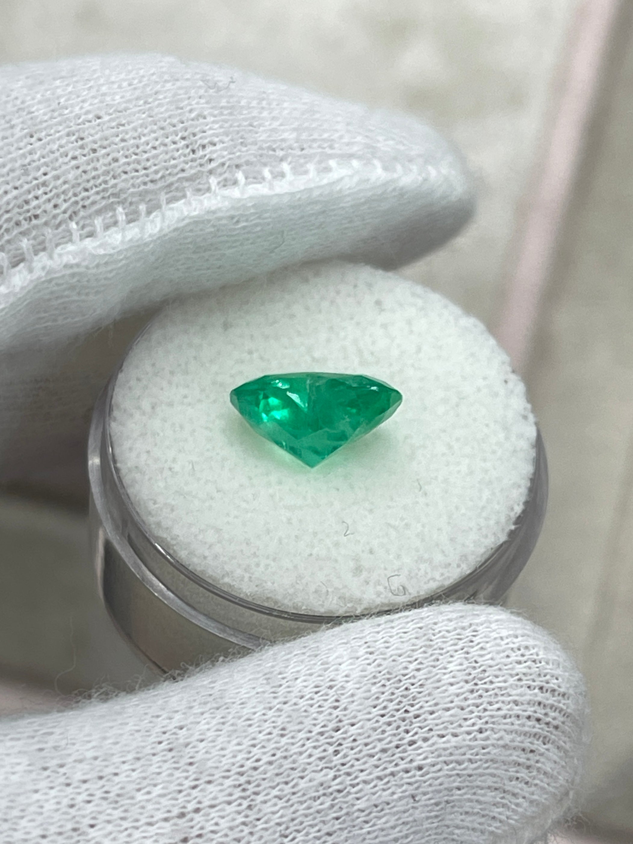 Bright medium green 2.76 carat Colombian emerald loose heart-cut gemstone from JR Colombian Emeralds.