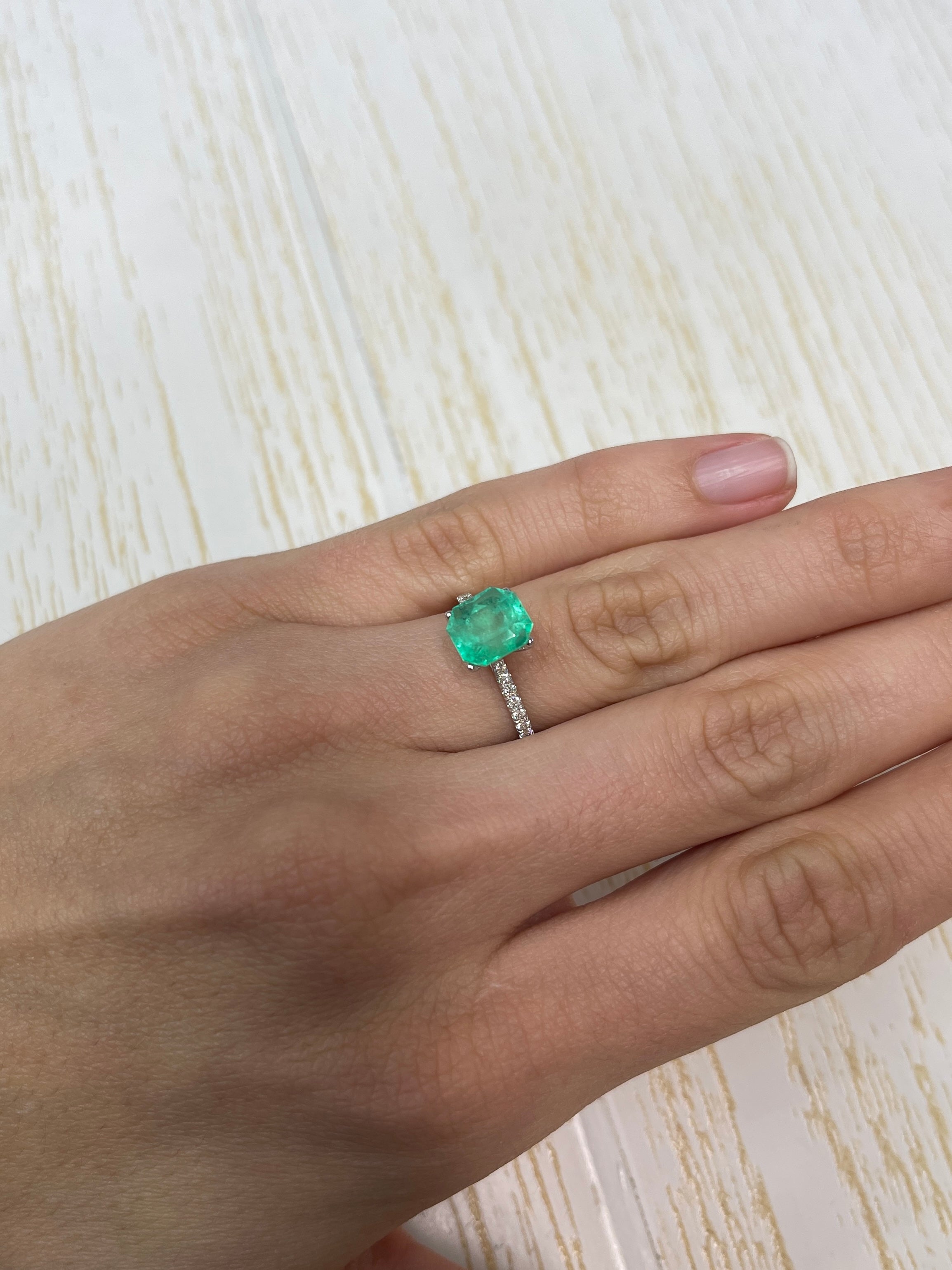 2.78 Carat yellowish green natural Colombian emerald, Asscher cut, loose gemstone from JR Colombian Emeralds.