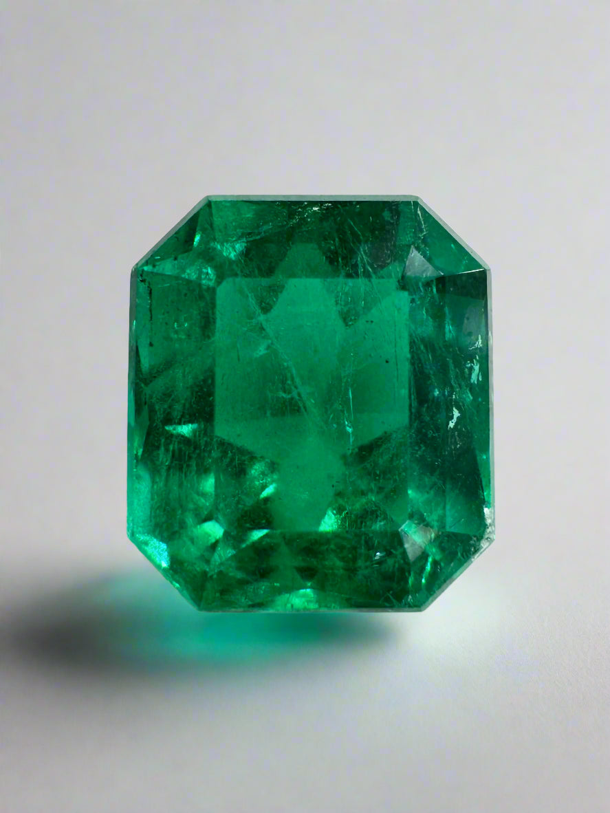 2.78 Carat 9x8 Vivid Green Chunky Emerald Cut Loose Colombian Emerald - JR Colombian Emeralds