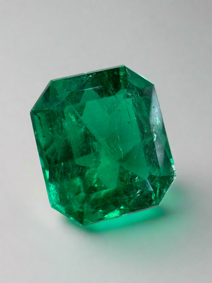 2.78 Carat 9x8 Vivid Green Chunky Emerald Cut Loose Colombian Emerald - JR Colombian Emeralds