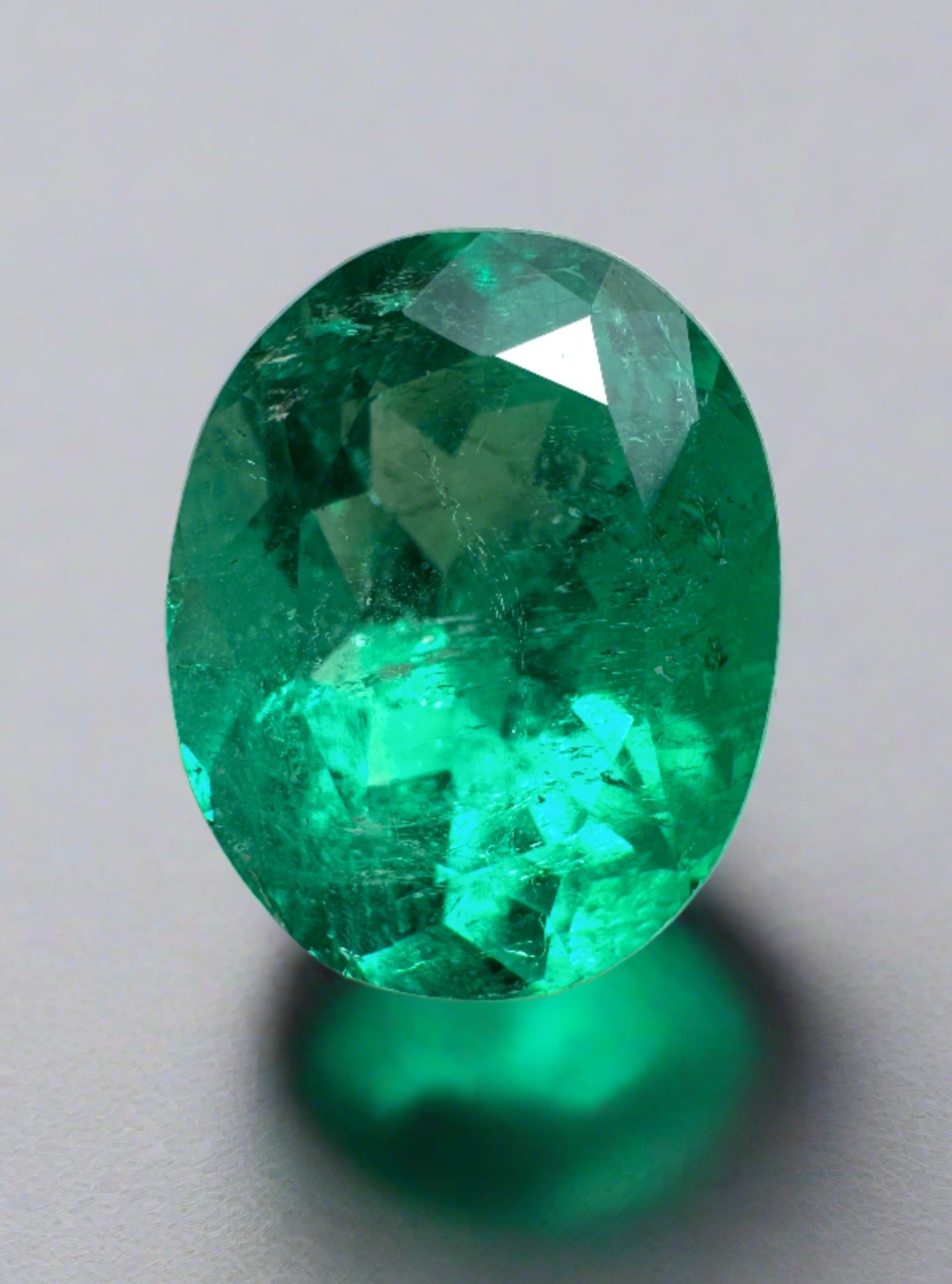 Vivid bluish green 2.80 carat natural Colombian emerald loose oval cut gemstone by JR Colombian Emeralds