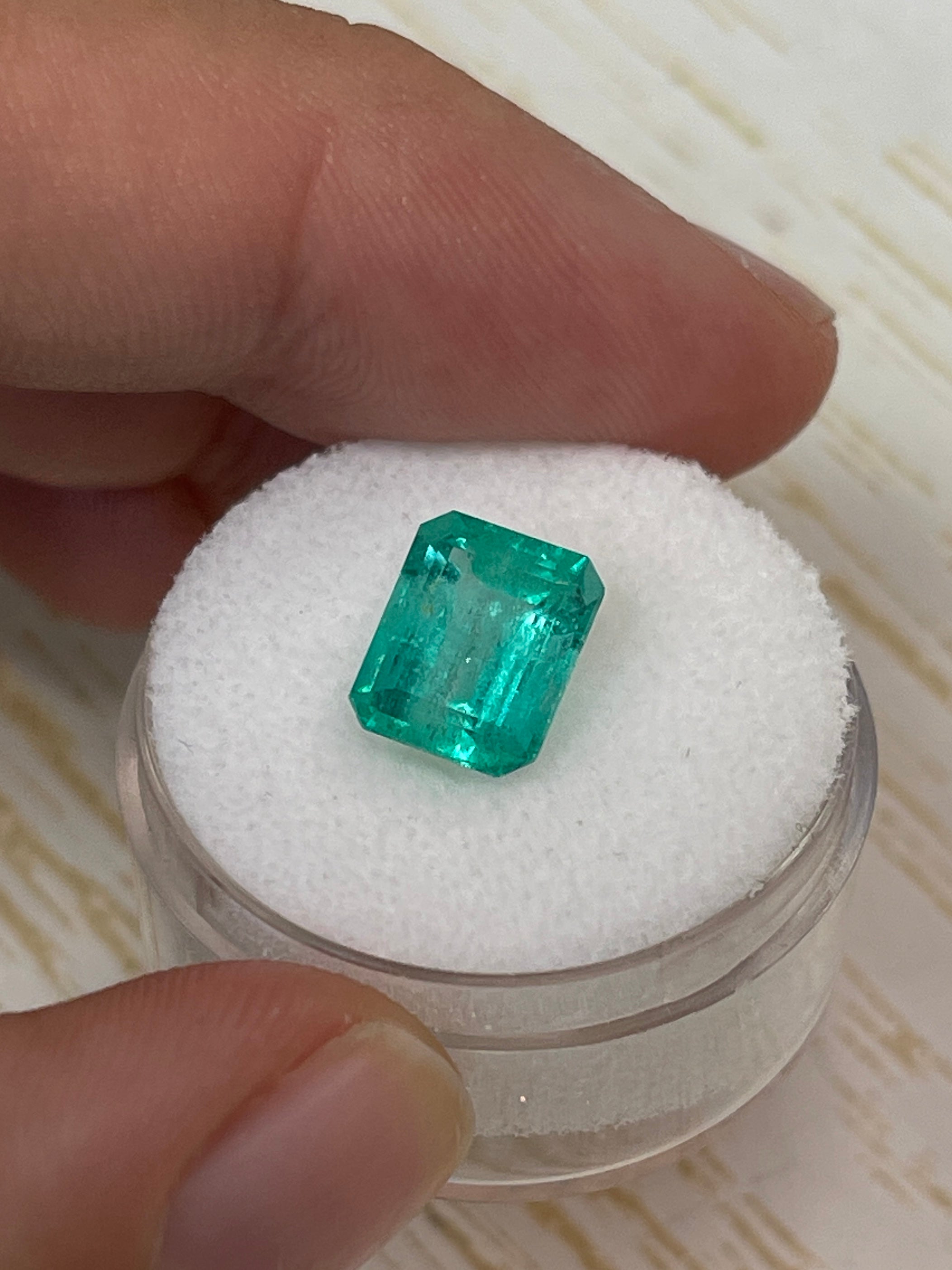 9x8 chunky natural Colombian emerald loose gemstone, 2.84 carats, emerald cut, from JR Colombian Emeralds