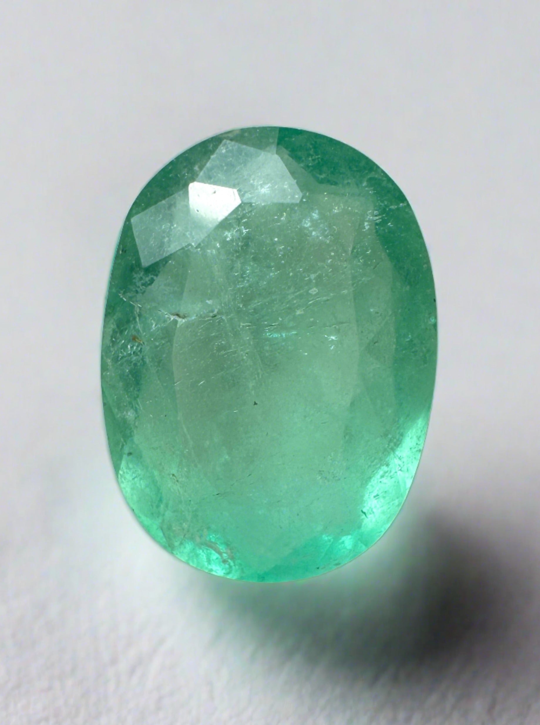 2.90 carat pastel mint green natural Colombian emerald in oval cut, loose gemstone from JR Colombian Emeralds