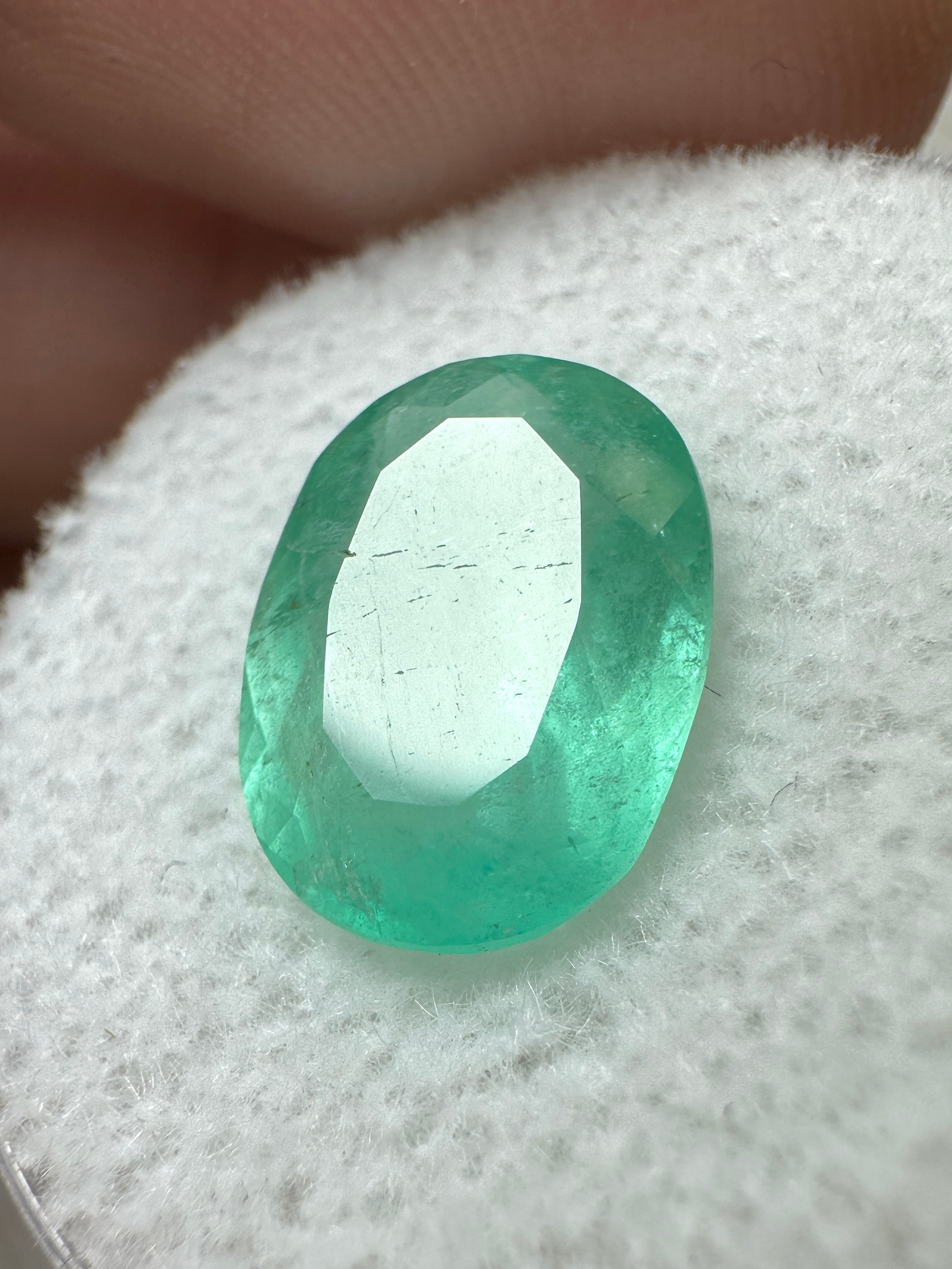 2.90 carat pastel mint green Colombian emerald loose oval cut gemstone from JR Colombian Emeralds.