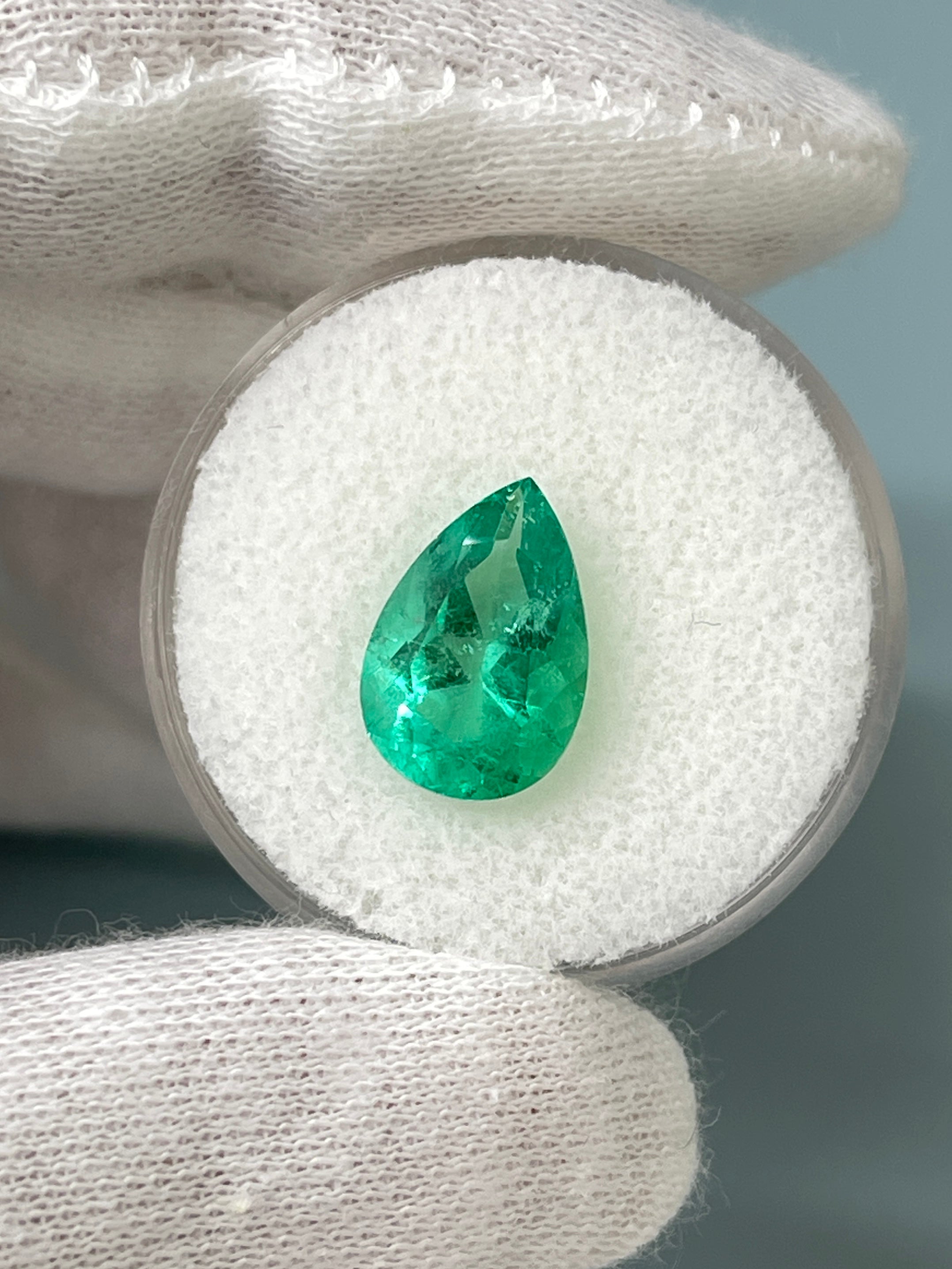 2.95 carat 12.5x8.5 Medium Green Natural Loose Colombian Emerald-Pear Cut - JR Colombian Emeralds