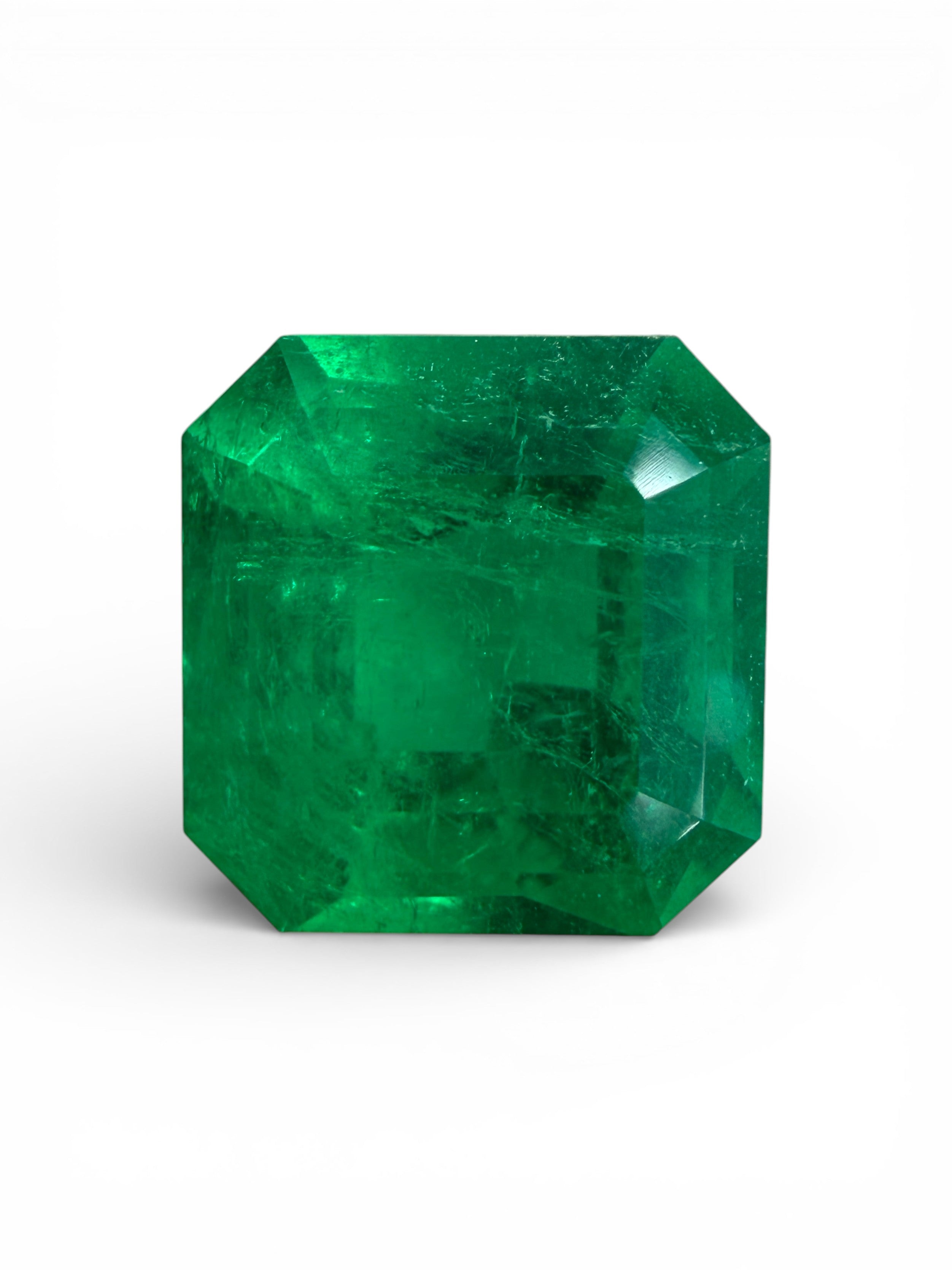 Natural loose Colombian emerald, 3.01 carats, AAA+ quality, Asscher cut, vibrant Muzo green by JR Colombian Emeralds.