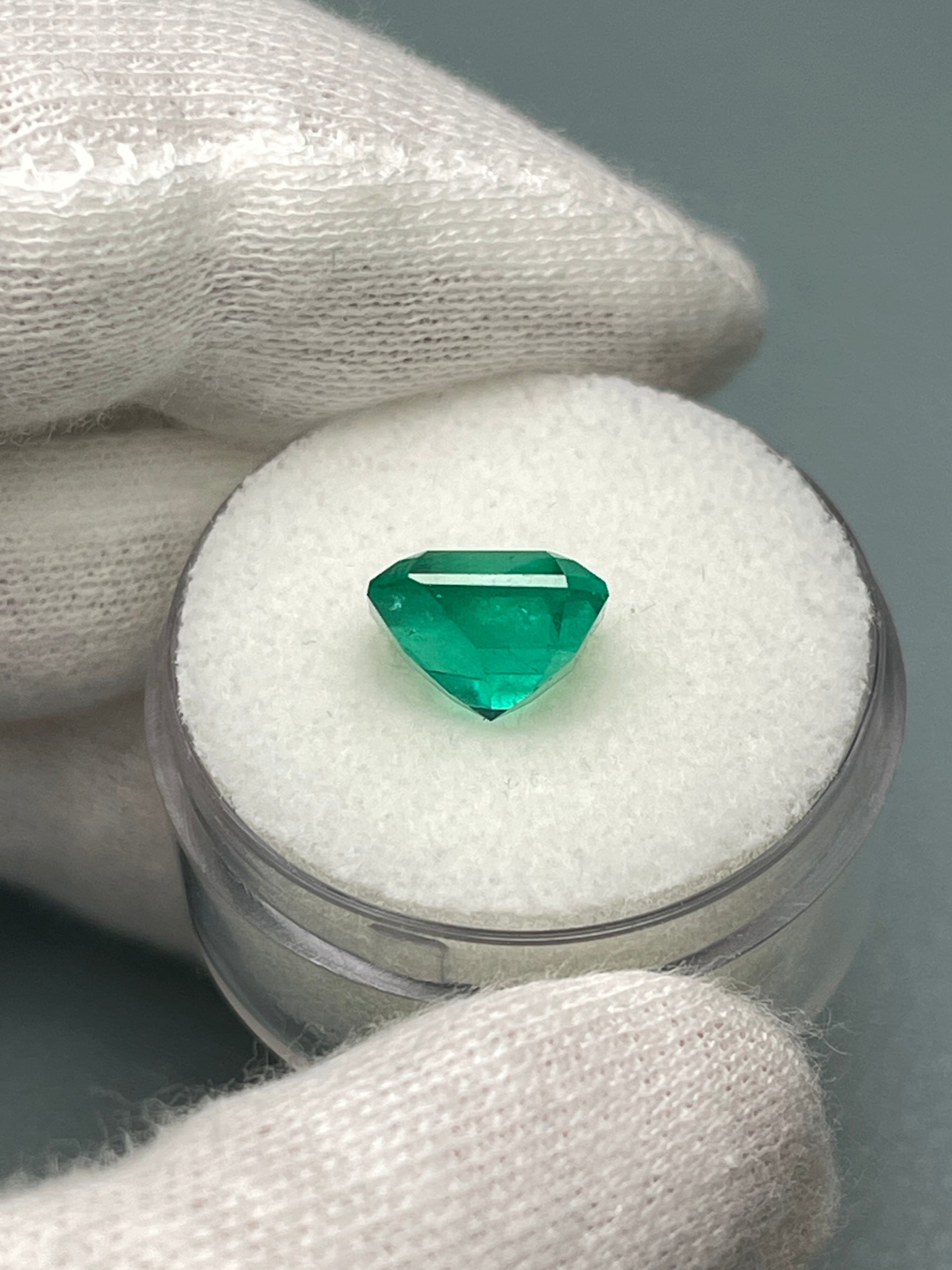 3.06 carat AAA+ GIA Certified Muzo green Colombian emerald in Asscher cut, natural loose gemstone from JR Colombian Emeralds.