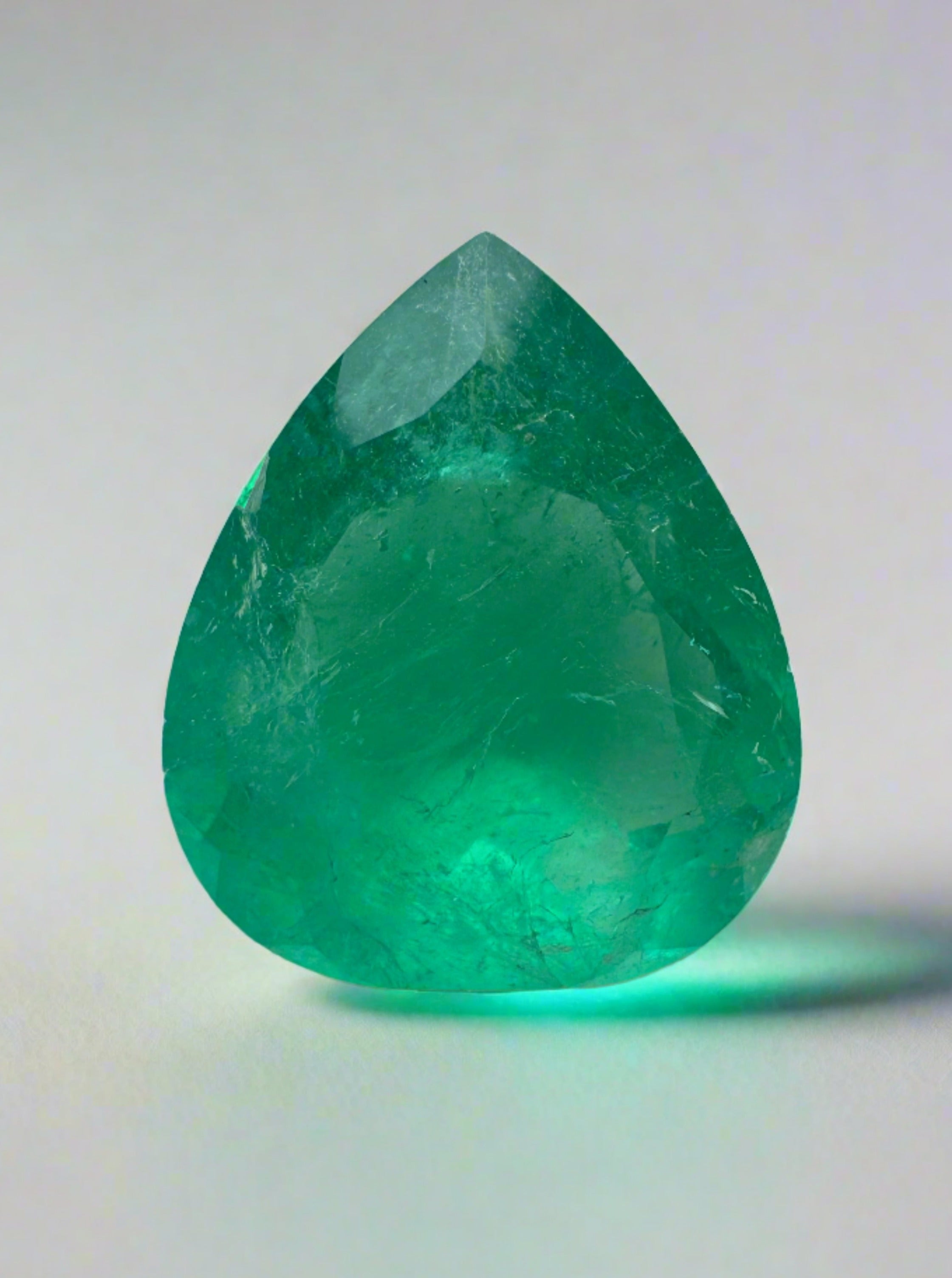 3.09 Carat 12x10 Chunky Green Natural Loose Colombian Emerald-Pear Cut - JR Colombian Emeralds