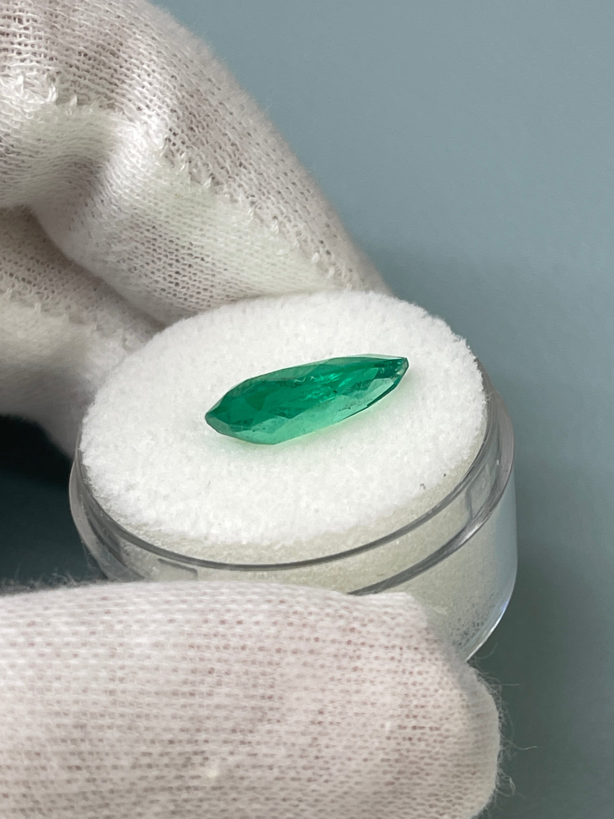 3.10 carat 14.5x8.5 Spready Yellowish Green Natural Loose Colombian Emerald-Pear Cut - JR Colombian Emeralds