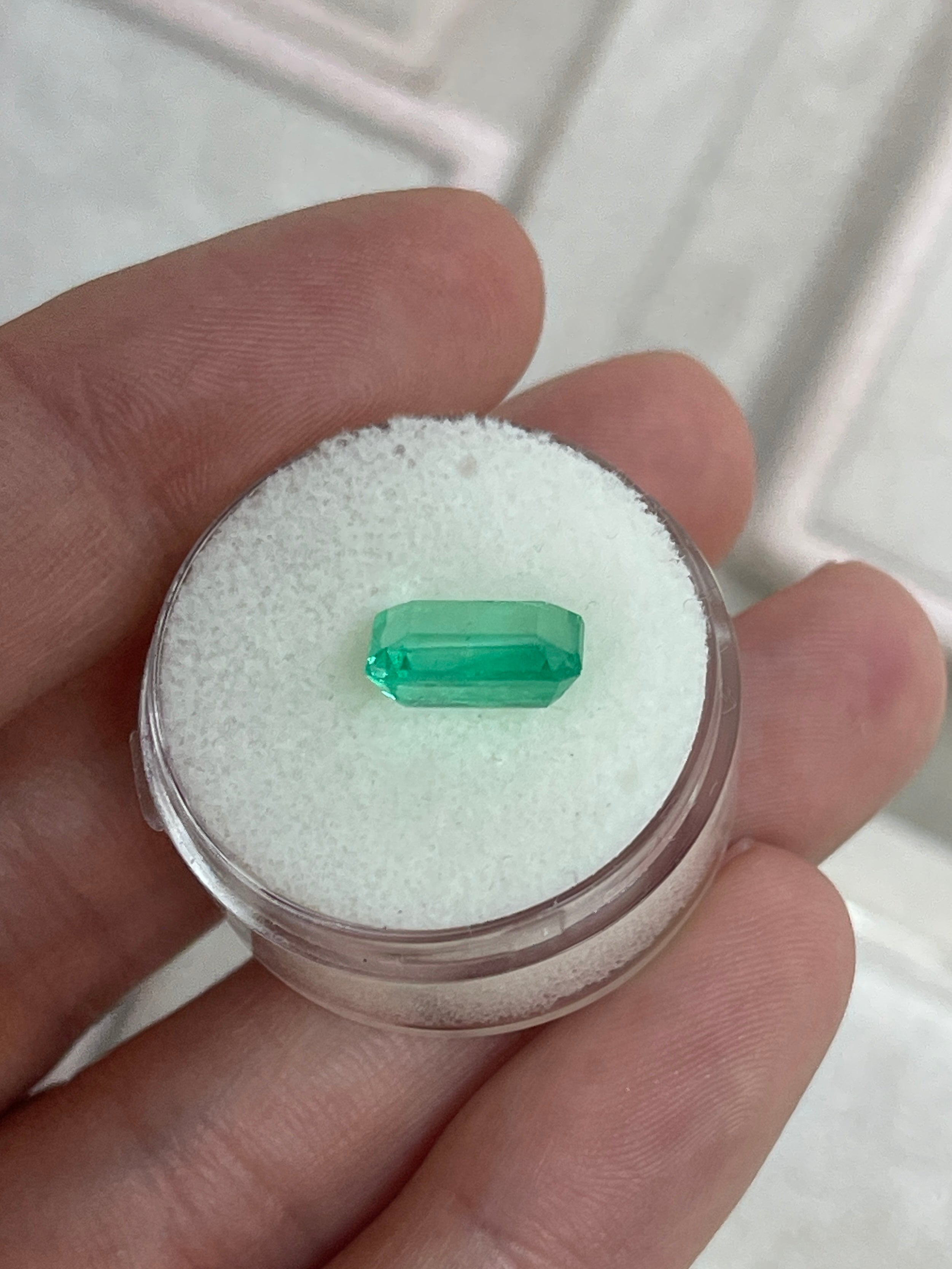 3.22ct Muzo Colombian emerald gemstone, yellowish green, spready cut, 10.4x8.4mm, earth mined, loose gemstone by JR Colombian Emeralds