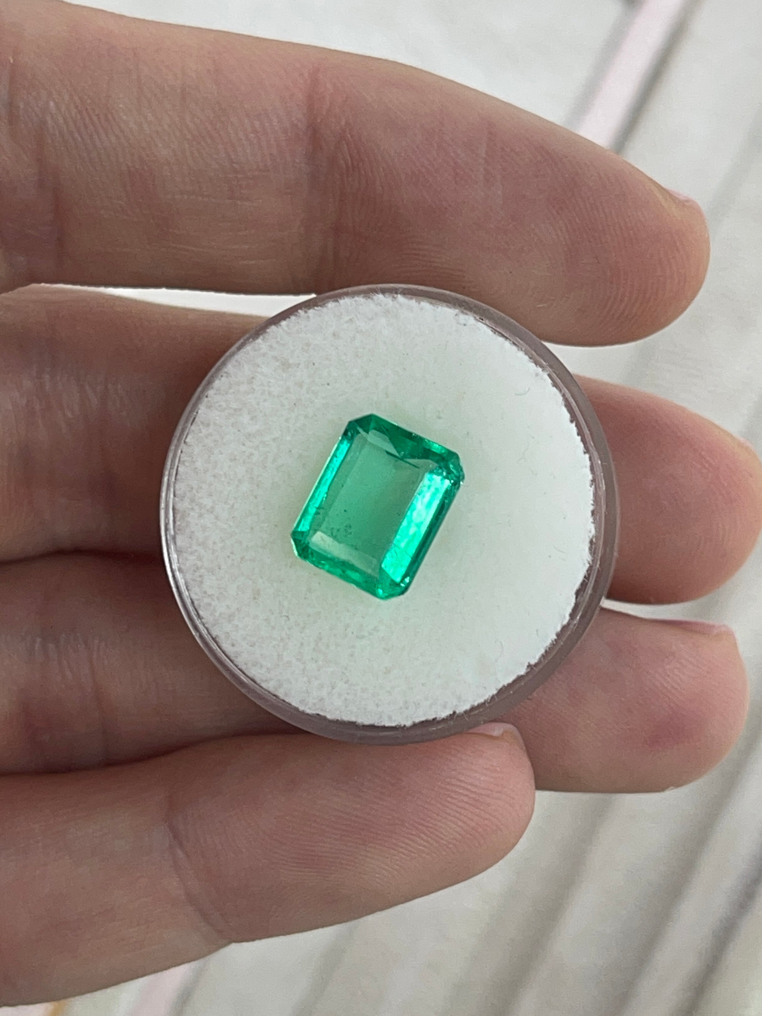 3.30ct Muzo Colombian emerald loose gemstone, yellowish green, spready cut, 10.4x8.4mm, earth mined gemstone by JR Colombian Emeralds