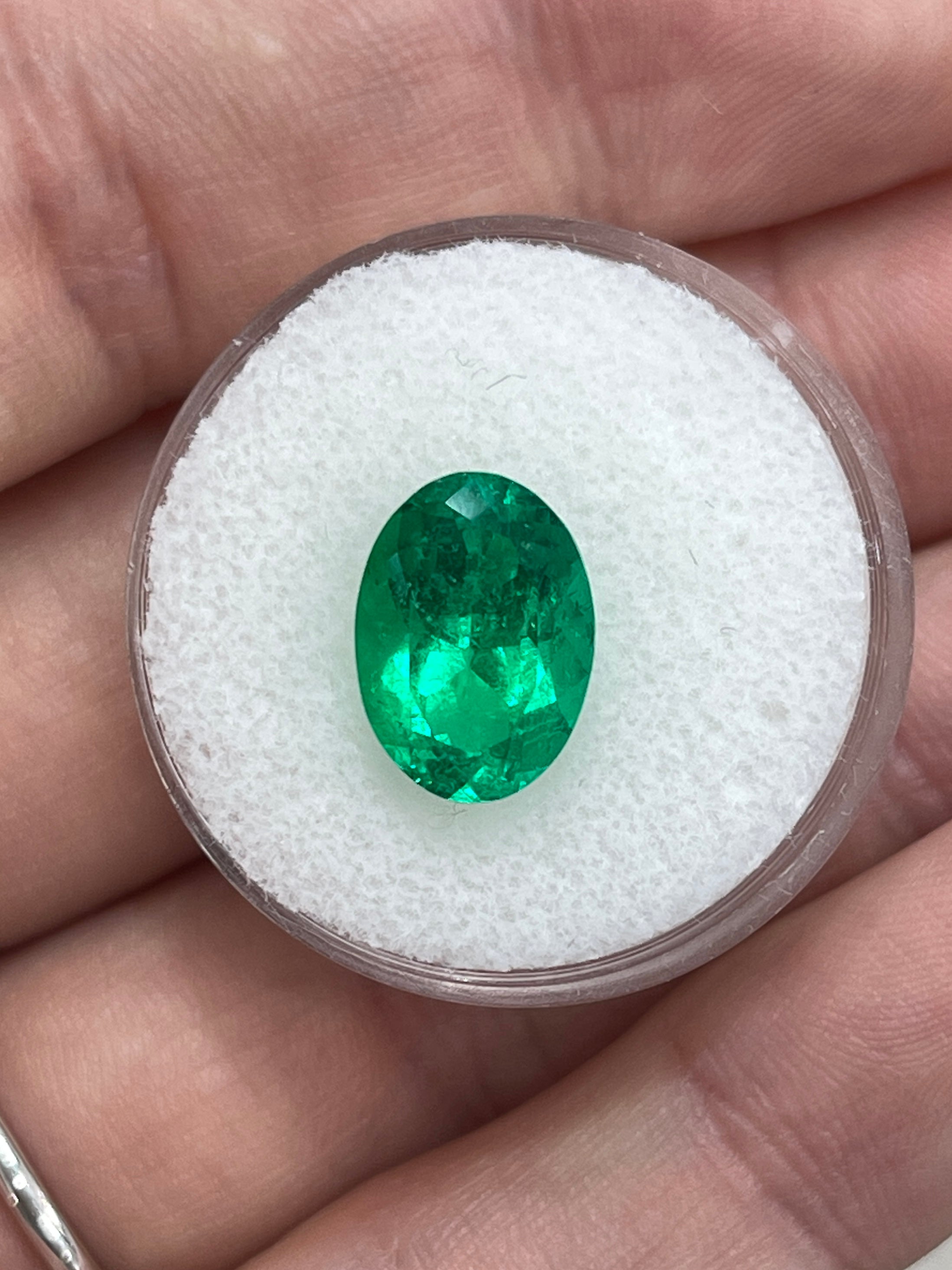 3.36 Carat 12x9 AAA+ Vivid Muzo Green Natural Oval Colombian Emerald-Loose - JR Colombian Emeralds