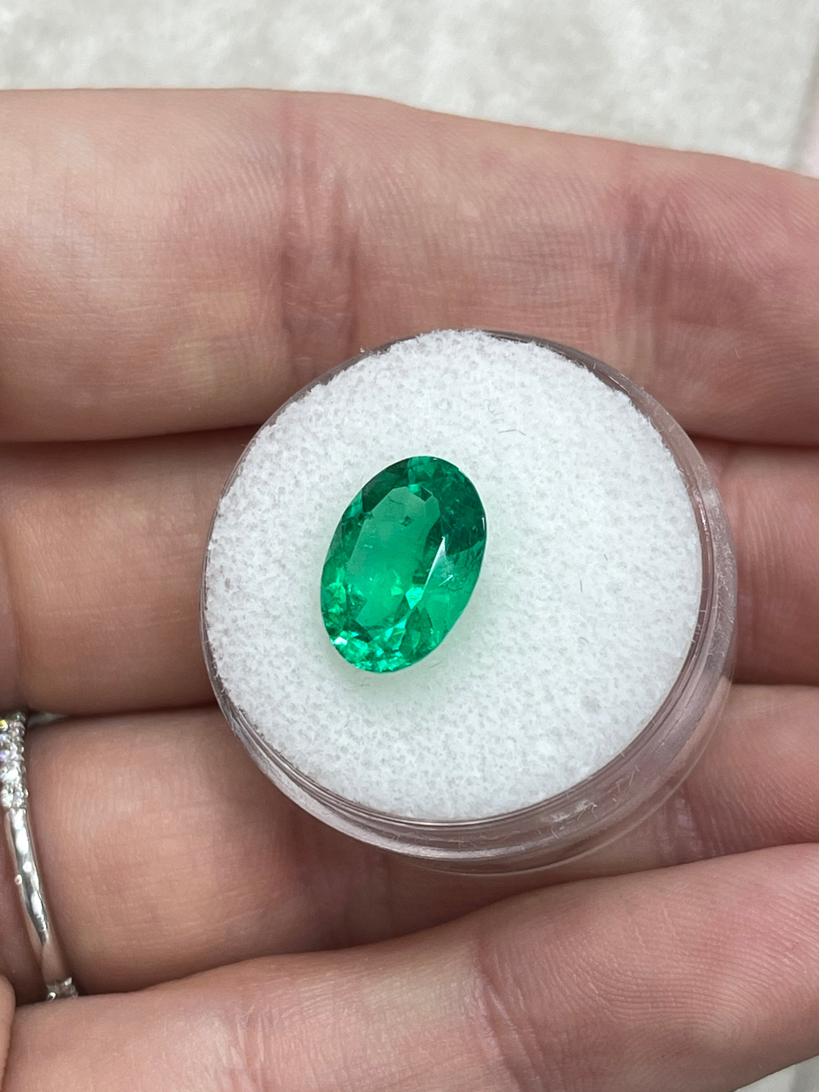 3.36 Carat 12x9 AAA+ Vivid Muzo Green Natural Oval Colombian Emerald-Loose - JR Colombian Emeralds