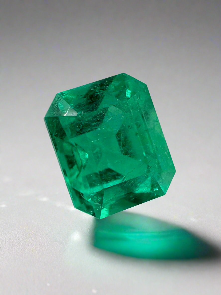 3.43 Carat AAA+ Vivid Bluish Green Natural Loose Colombian Emerald-Emerald Cut - JR Colombian Emeralds