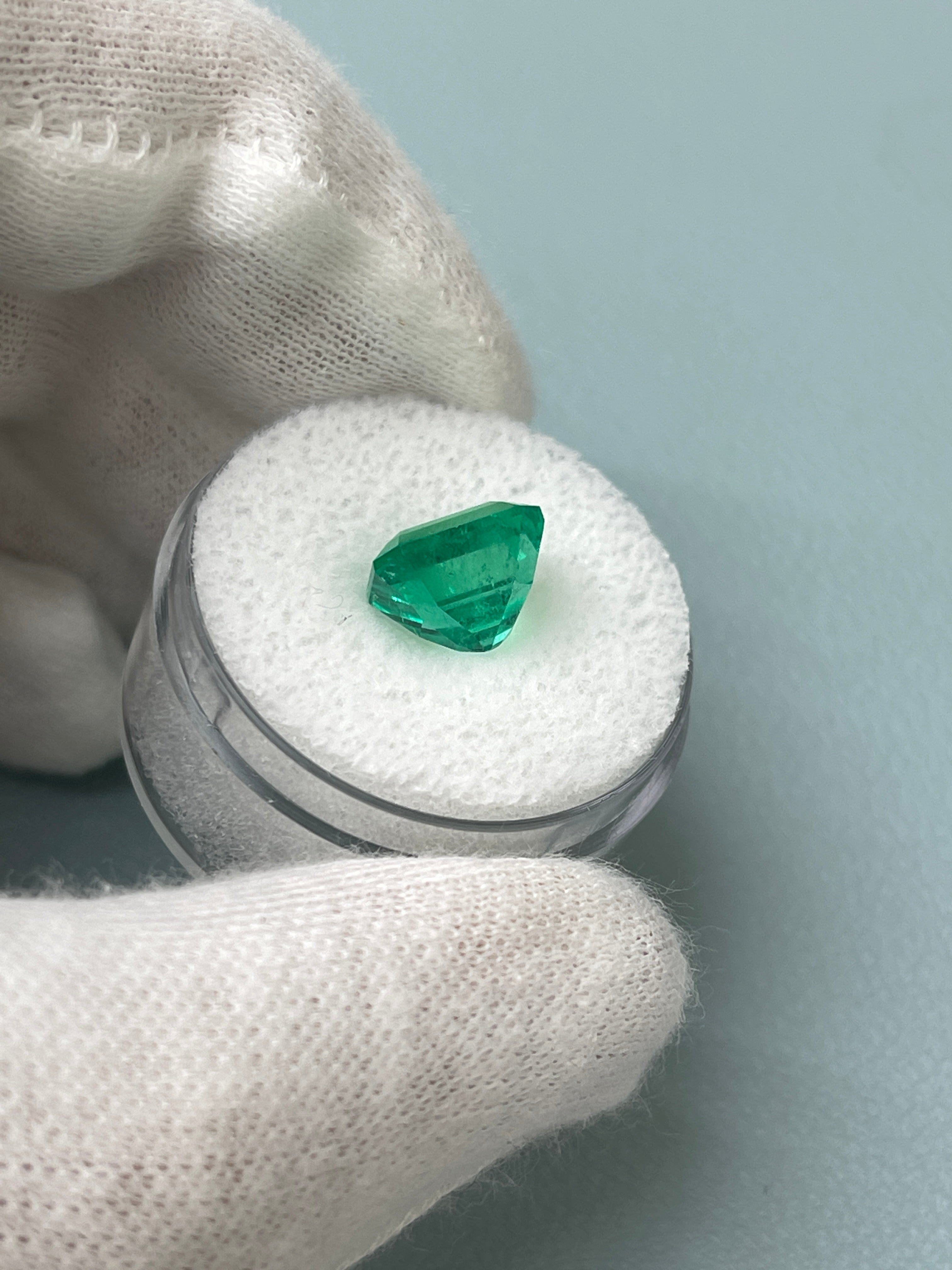 3.43 Carat AAA+ Vivid Bluish Green Natural Loose Colombian Emerald-Emerald Cut - JR Colombian Emeralds