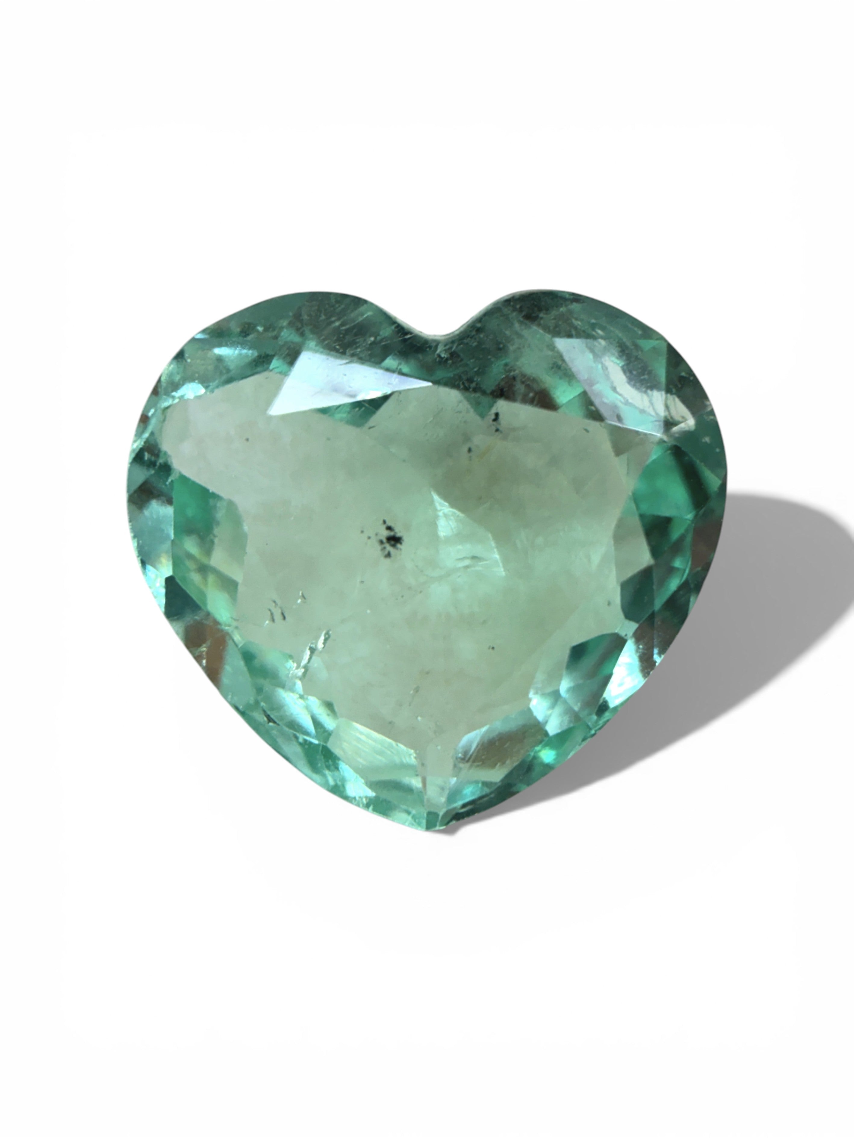 3.44 Carat 10x11 Portrait Cut Freckled Light Bluish Green Loose Colombian Emerald-Heart