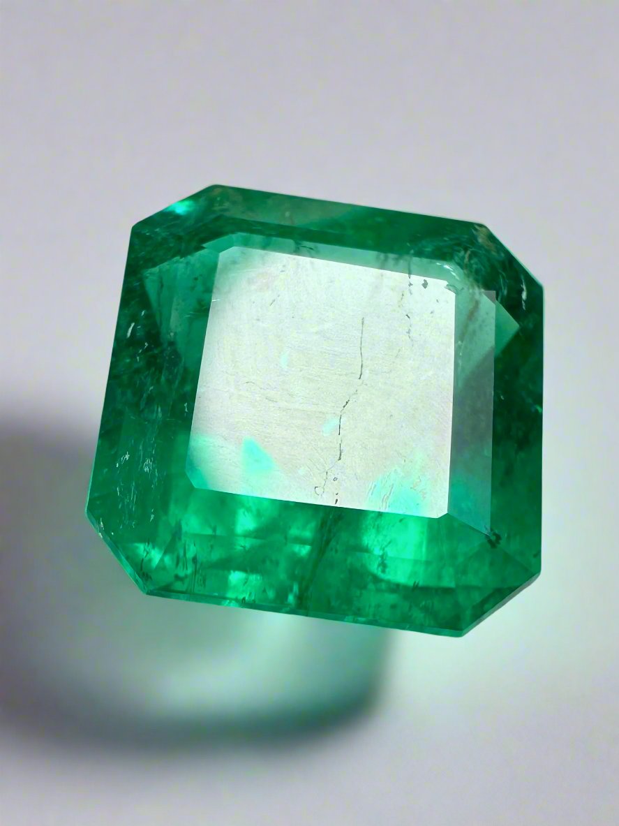 Vivid 3.49 Carat Muzo Green Colombian Emerald loose gemstone with 9.5x9mm Asscher cut from JR Colombian Emeralds