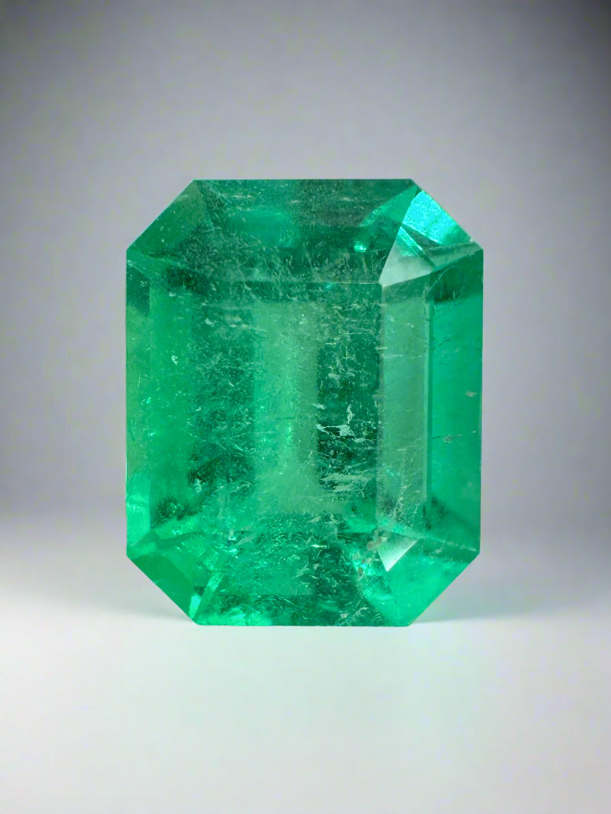 3.64 Carat 10x8 Yellowish Green Natural Loose Colombian Emerald-Emerald Cut - JR Colombian Emeralds