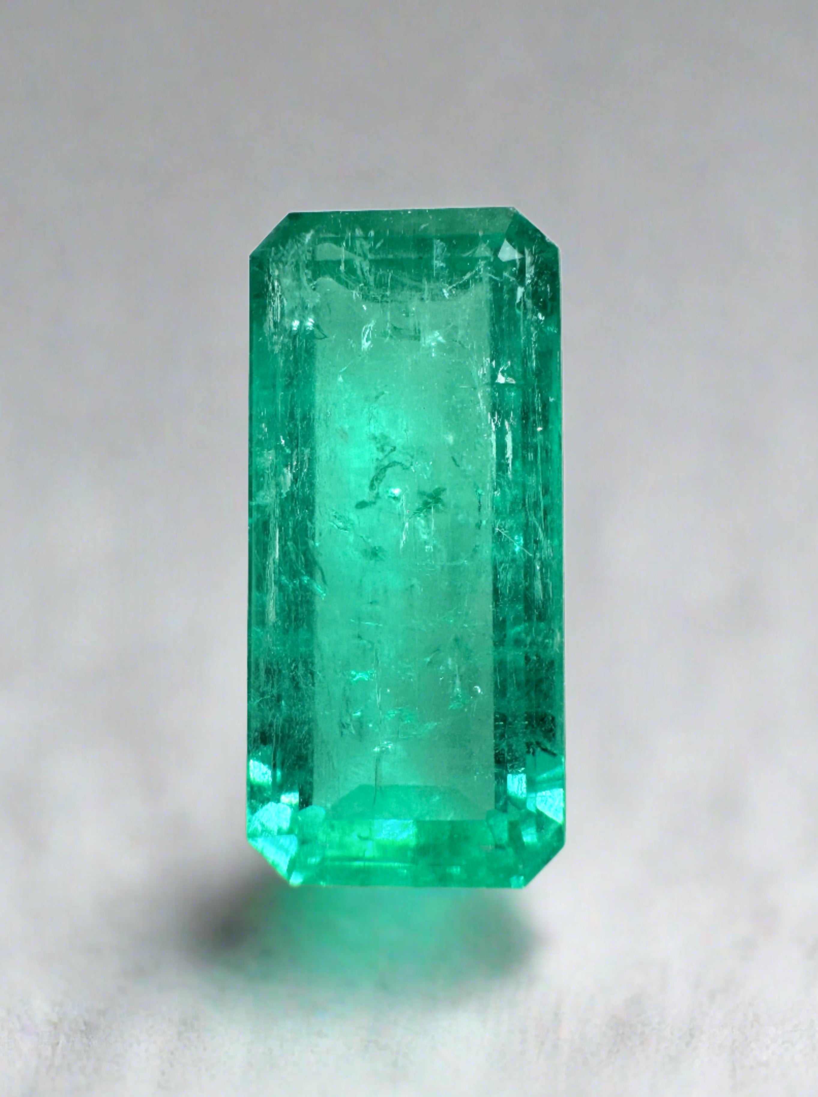 3.68 Carat Bluish Green Natural Loose Colombian Emerald-Elongated