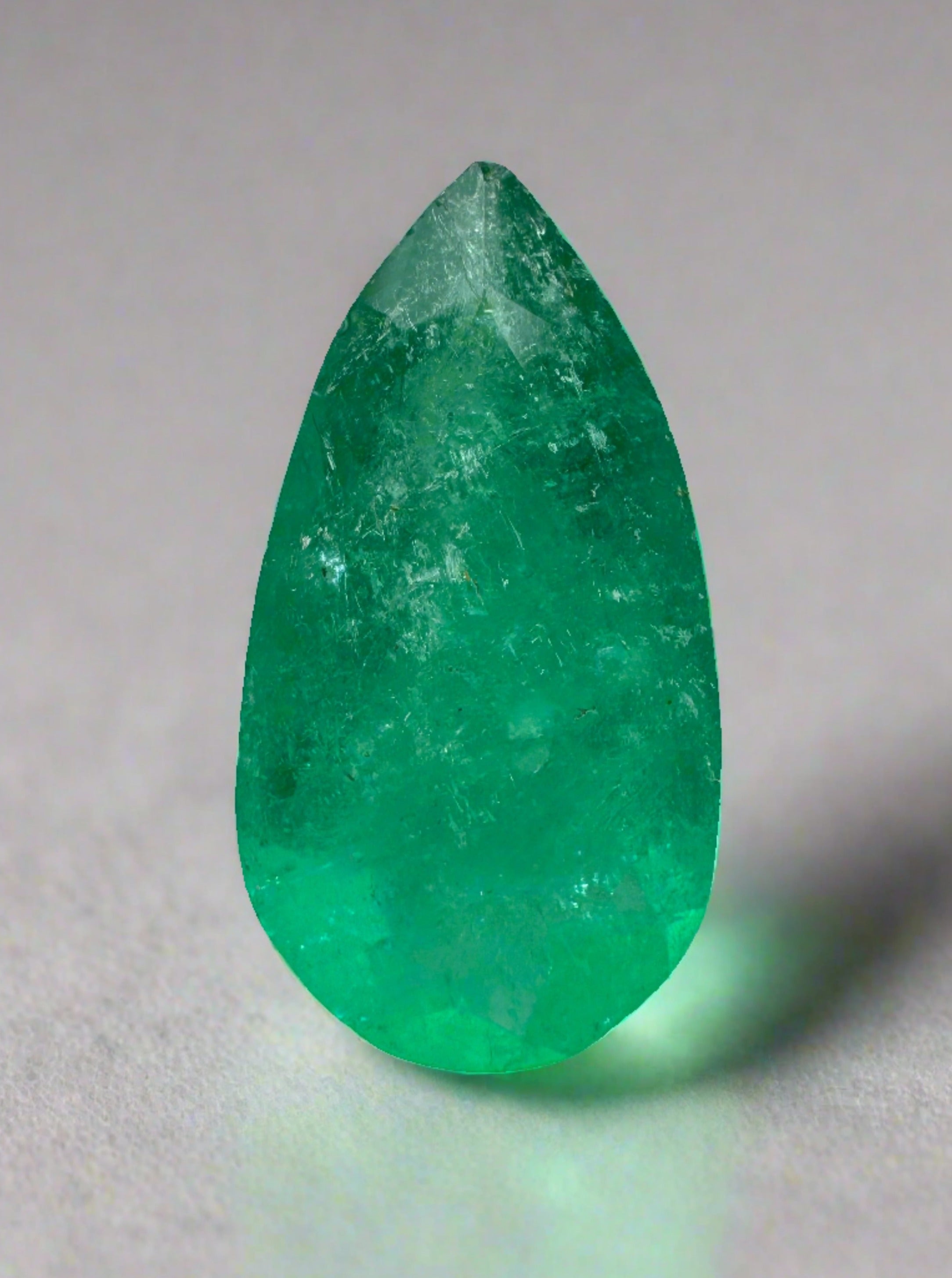3.84 Carat 16x8.5 Green Natural Loose Colombian Emerald-Pear Cut - JR Colombian Emeralds