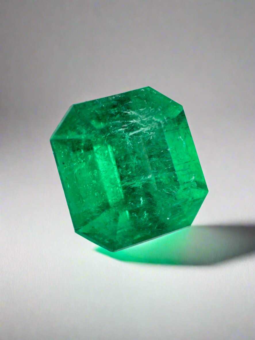 AAA Vivid 3.90 Carat Colombian Emerald loose gemstone in emerald cut by JR Colombian Emeralds. Natural, high-quality green emerald.