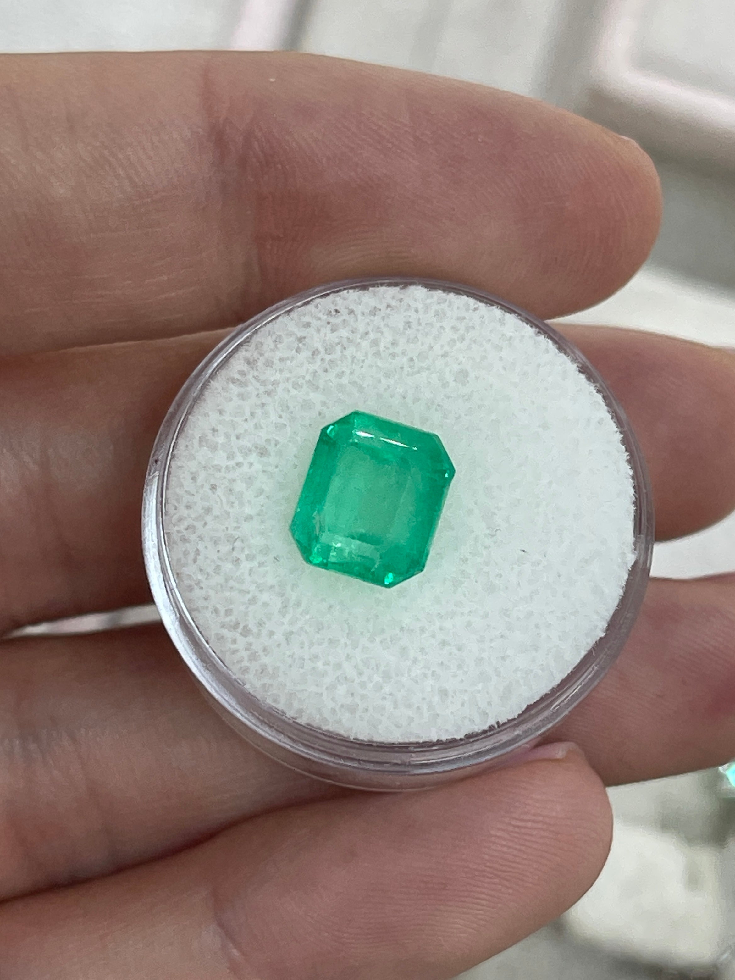 4.02 Carat Earth Mined Colombian Emerald 9x8mm Medium Yellowish Green Loose Natural Gemstone - JR Colombian Emeralds