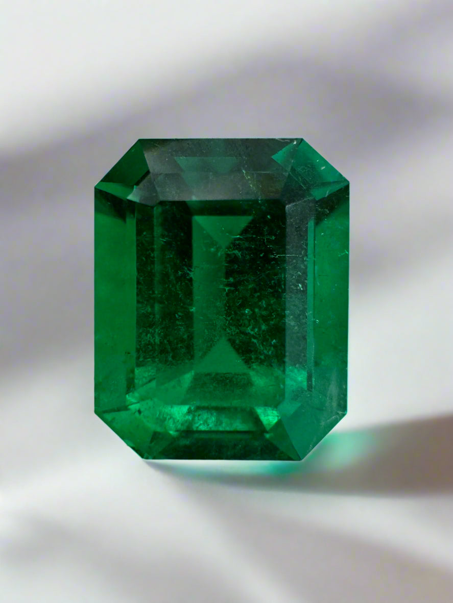 Vivid 4.03 Carat AAA Minor Oil Colombian Emerald loose gemstone in emerald cut, natural Muzo green from JR Colombian Emeralds