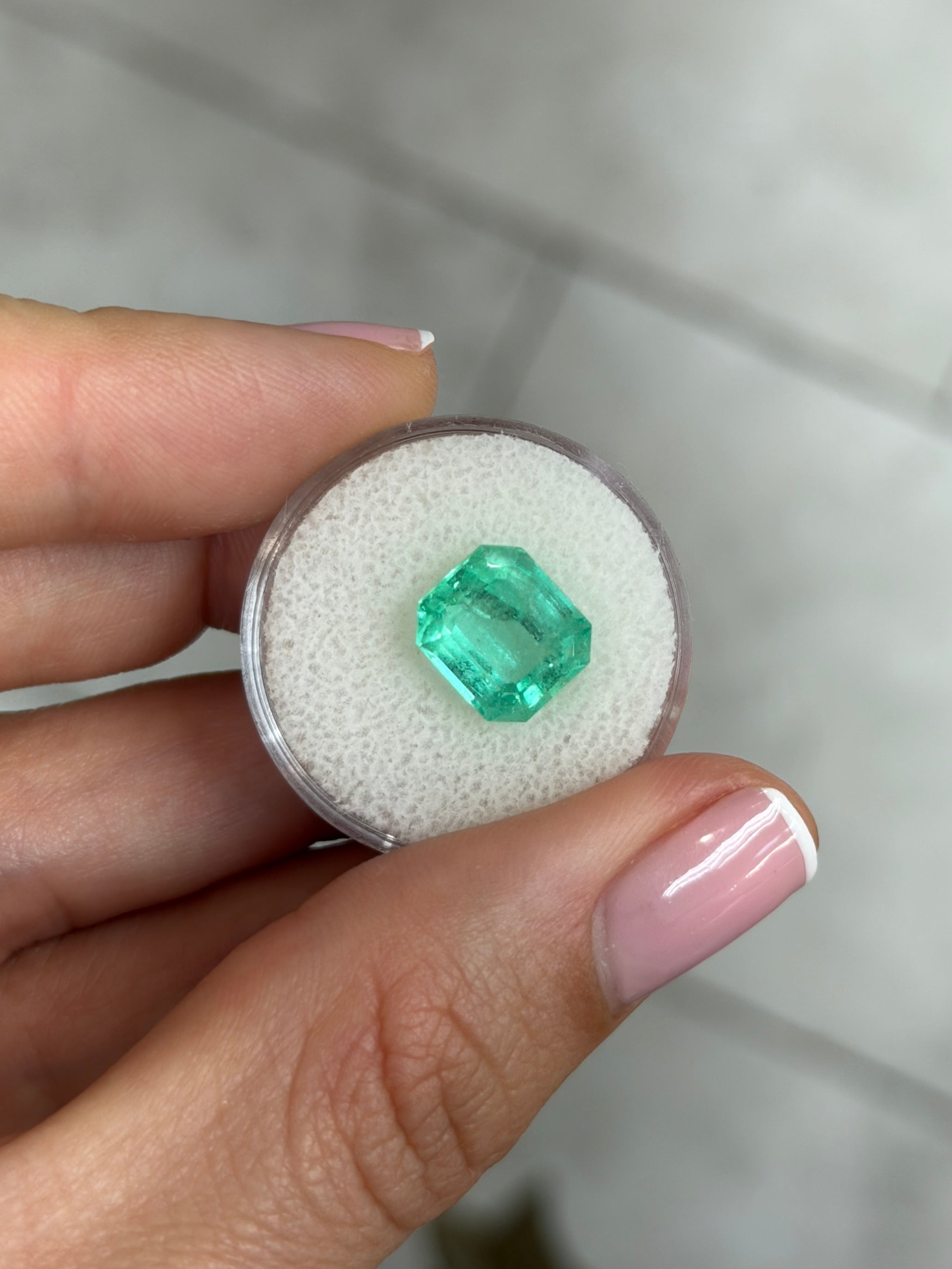 4.12 Carat 10.6x9.3 Medium Light Bluish Green Natural Loose Colombian Emerald-Chunky Emerald Cut