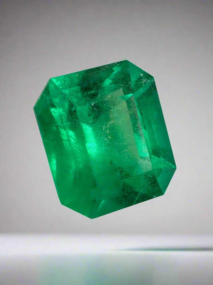 4.12 Carat AAA Vivid Muzo Natural Loose Colombian Emerald-Emerald Cut - JR Colombian Emeralds