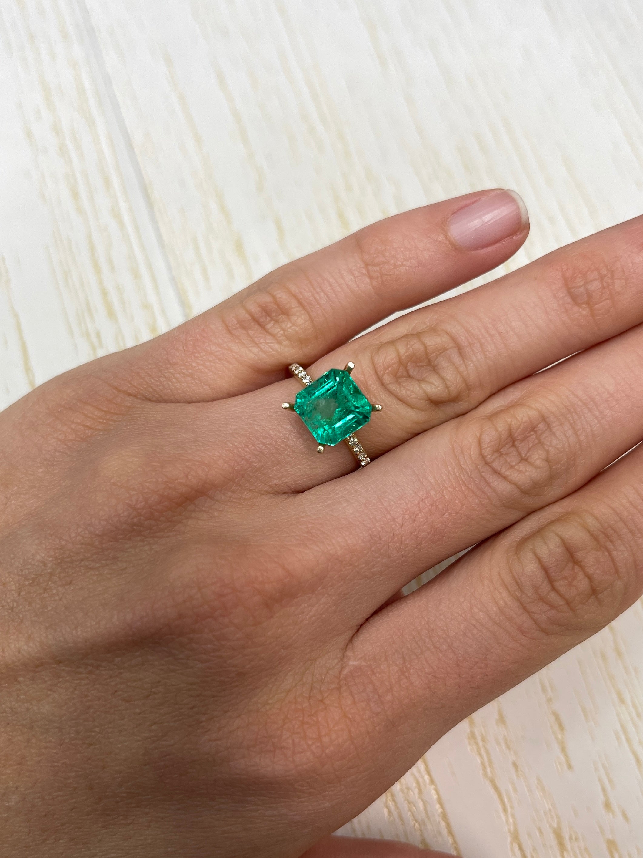 Vivid 4.22 carat natural Colombian Muzo emerald loose Asscher cut gemstone, bright green and high clarity, from JR Colombian Emeralds.