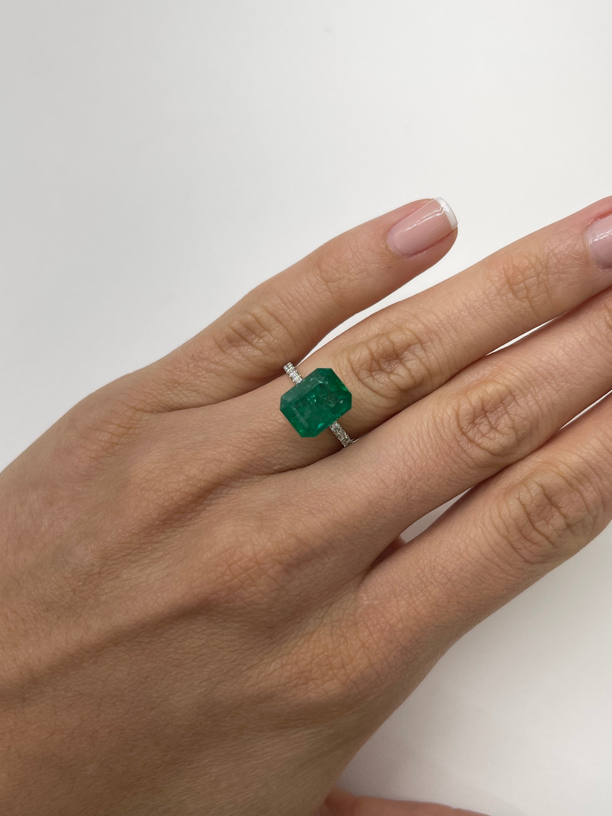 4.36 Carat 11x9 Deep Green Natural Loose Zambian- Emerald Cut - JR Colombian Emeralds