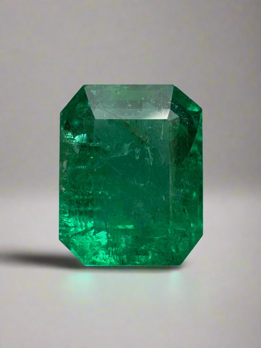 Deep green 4.36 carat natural Zambian emerald cut loose gemstone from JR Colombian Emeralds, with vivid color and clarity.