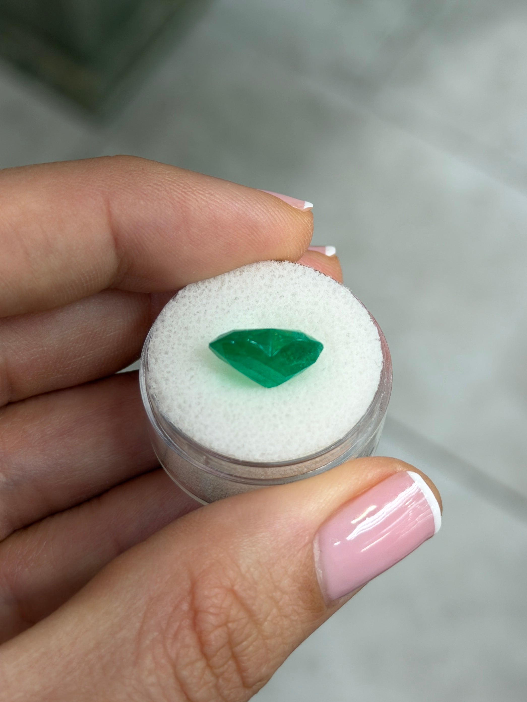 4.79 carat AAA+ intense green natural Colombian emerald loose heart cut gemstone from JR Colombian Emeralds.