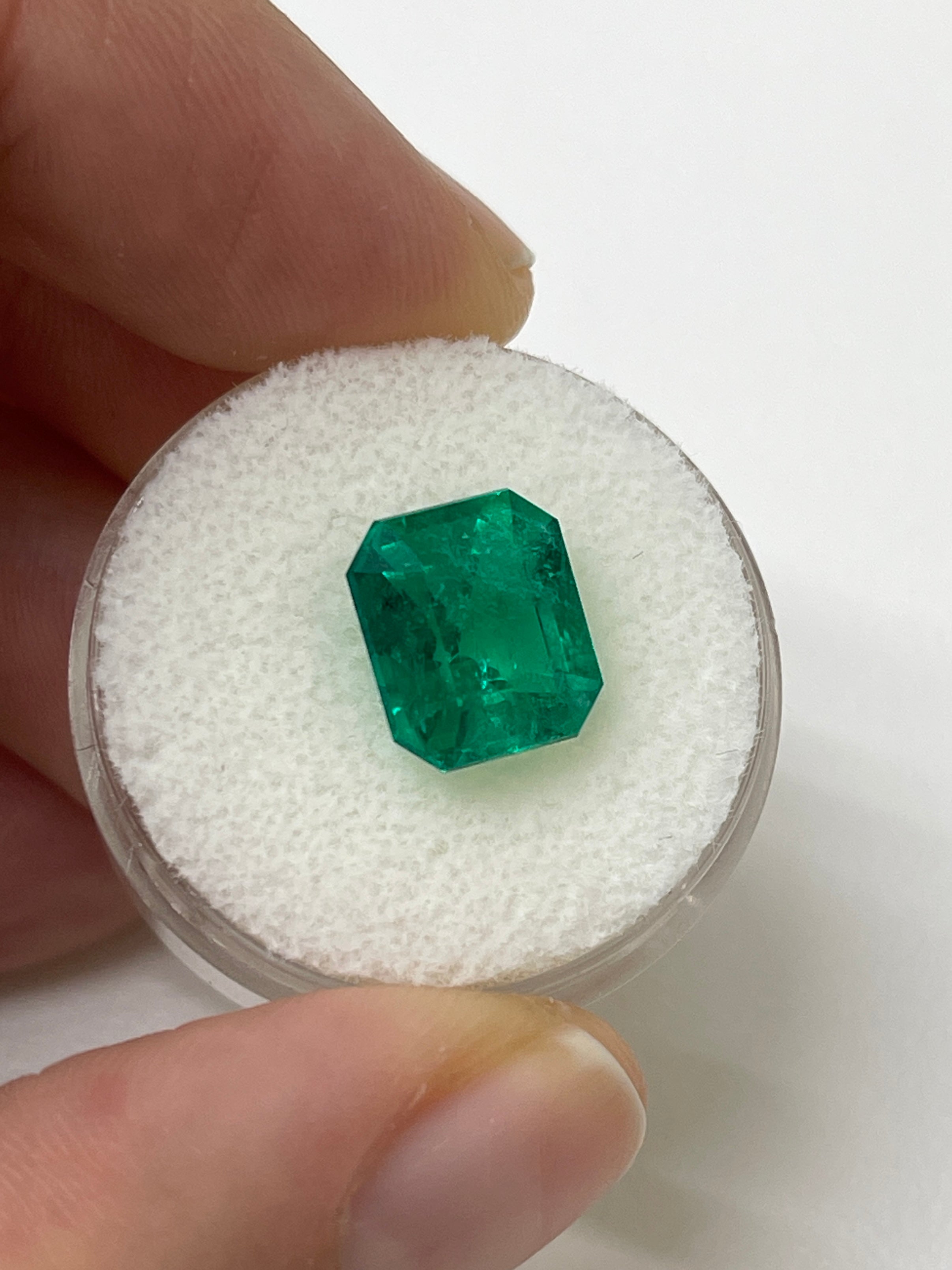 4.93 carat AAA+ Colombian emerald cut loose emerald from JR Colombian Emeralds, natural and investment grade.