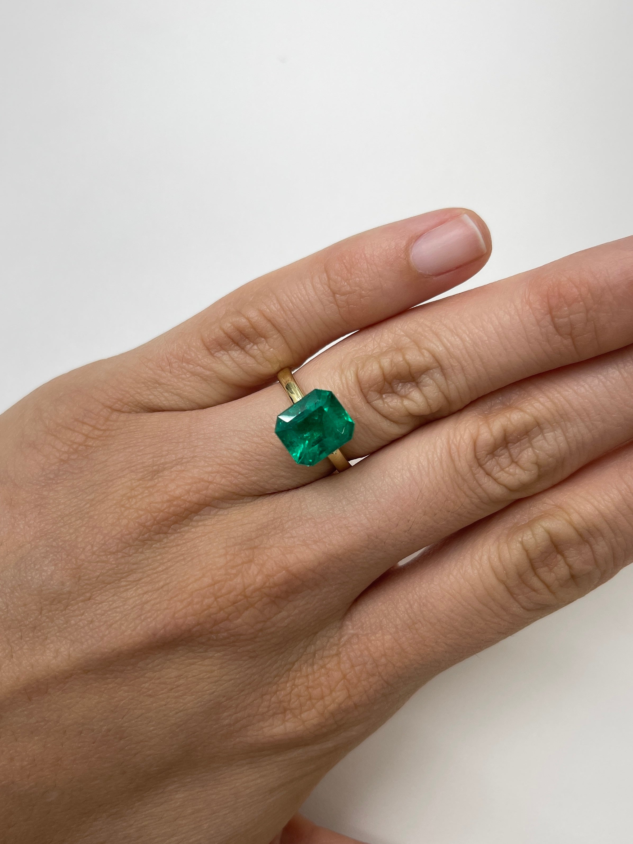 4.93 carat AAA+ Colombian emerald cut loose emerald from JR Colombian Emeralds, natural and investment grade.