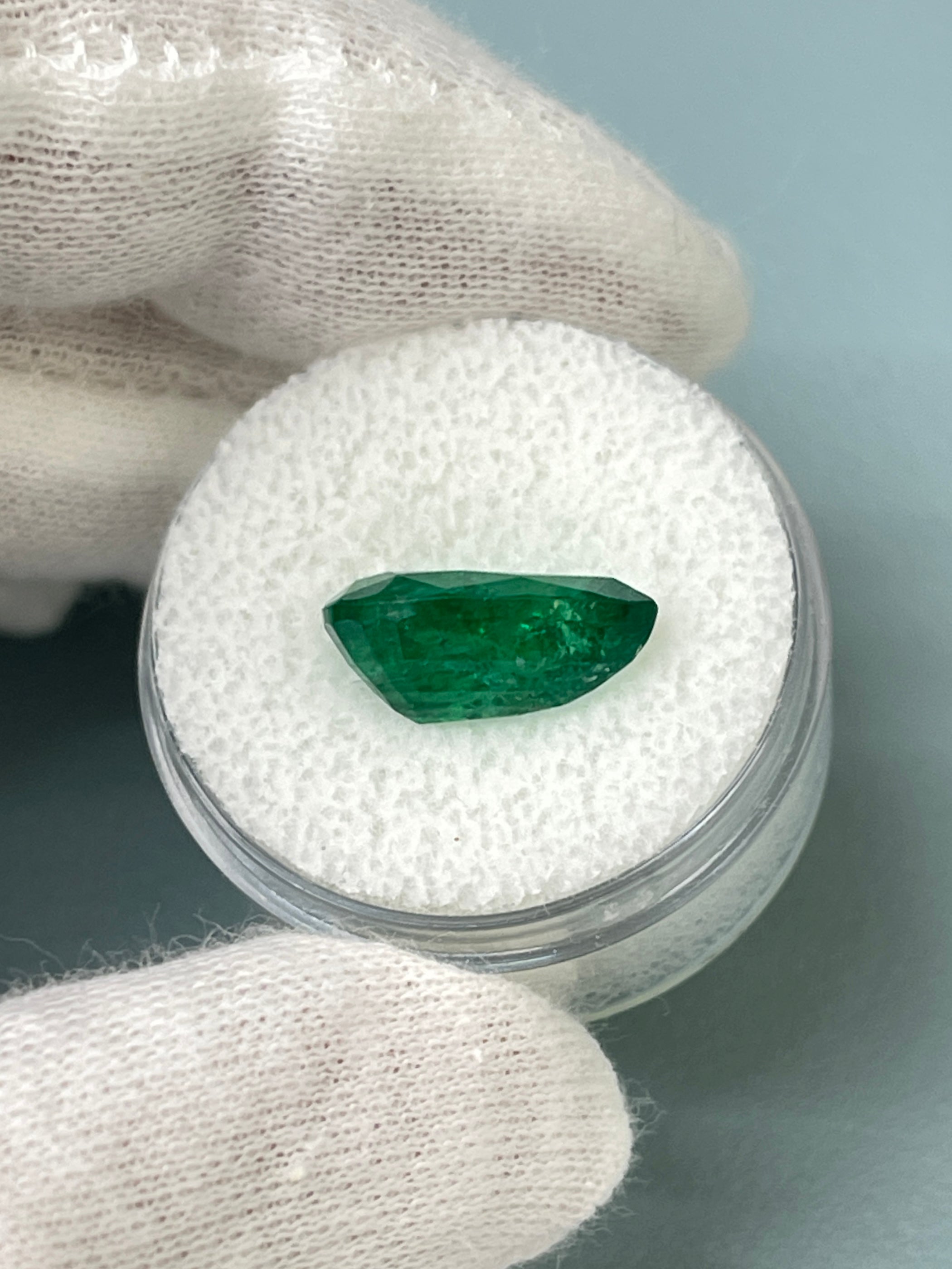 5.10 carat 14x9.6 Deep Green Natural Loose Emerald-Pear Cut - JR Colombian Emeralds