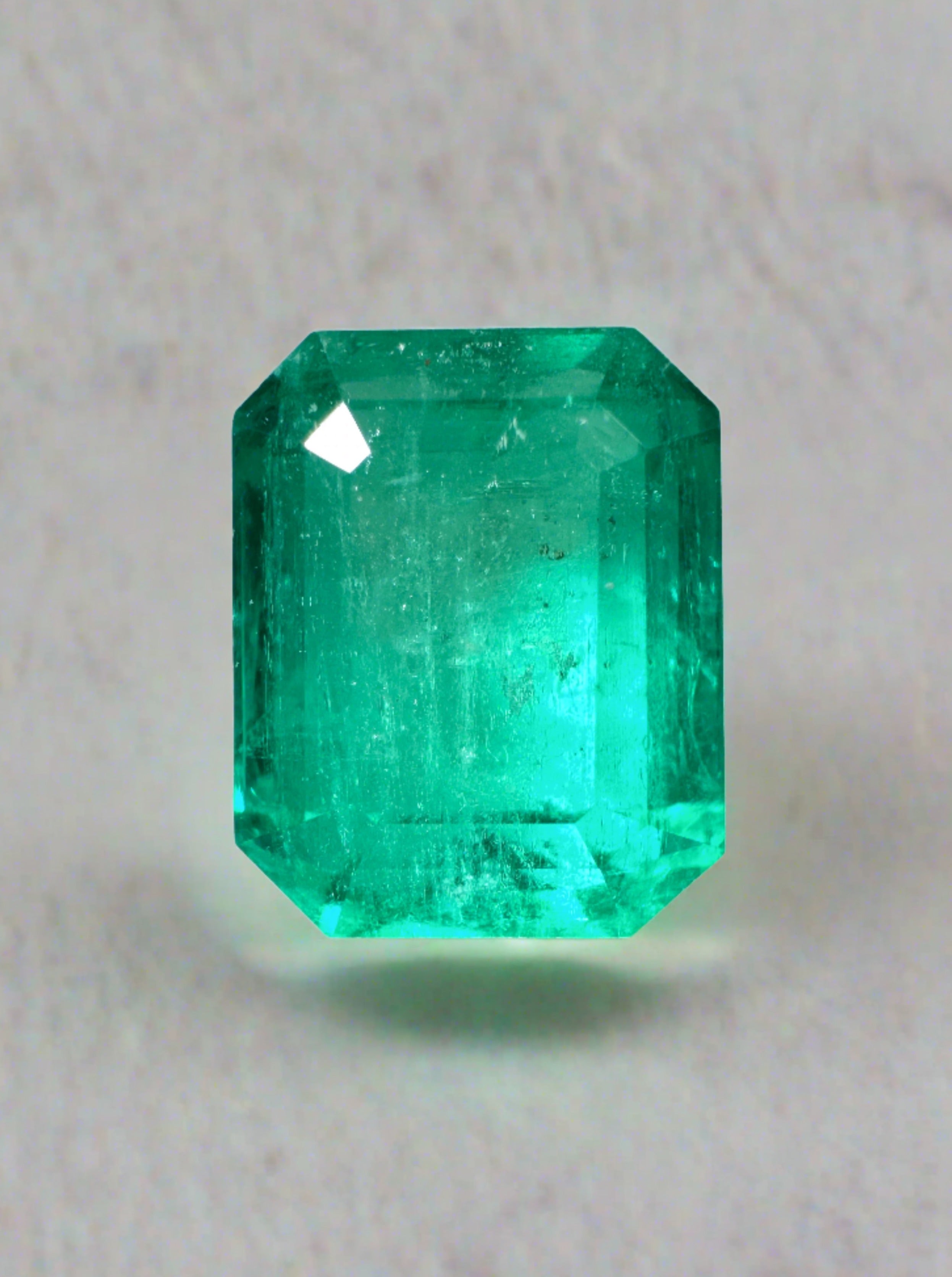 5.11 Carat 10x8 Green Natural Loose Colombian Emerald- Emerald Cut