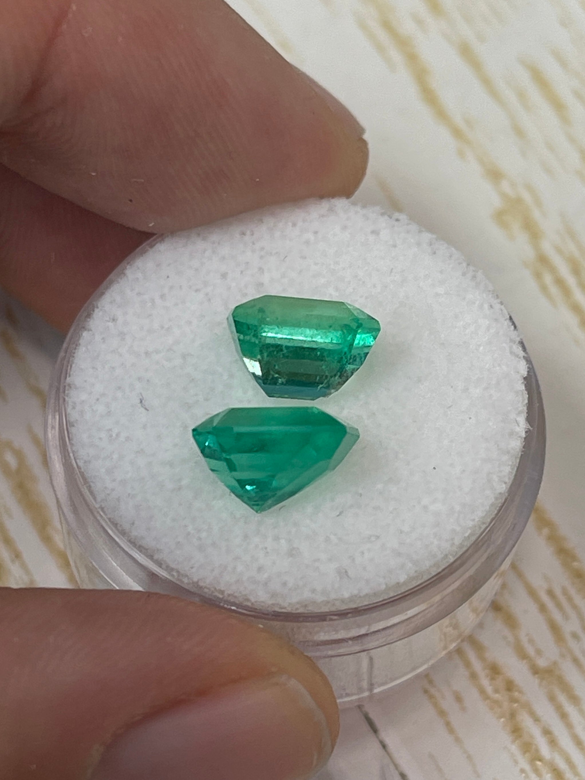 5.19tcw 9x8 Matching Loose Colombian Emeralds-Emerald Cut