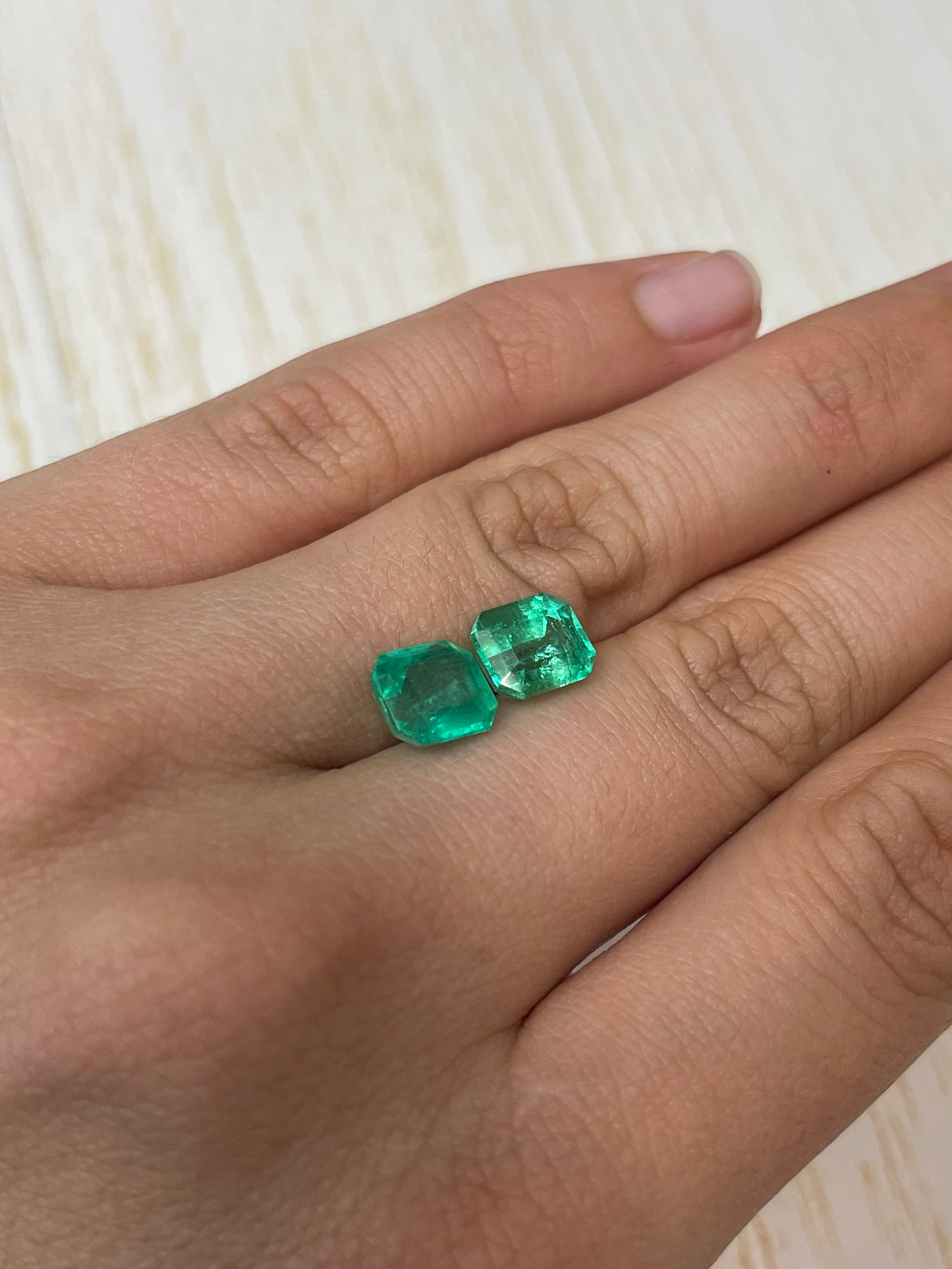 5.19tcw 9x8 Matching Loose Colombian Emeralds-Emerald Cut