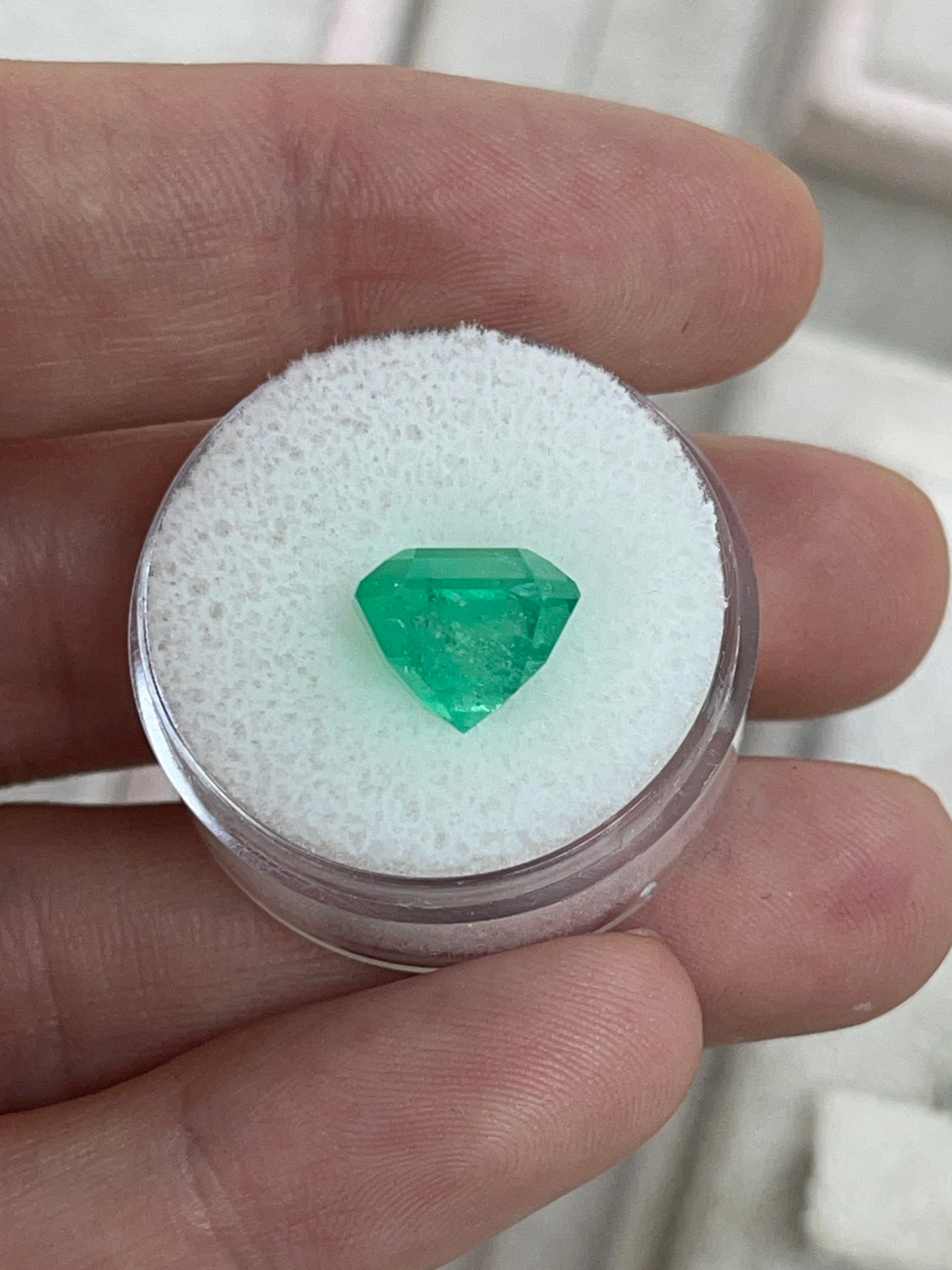 5.57 Carat 10x10 Medium Yellowish Loose Colombian Emerald-Asscher Cut - JR Colombian Emeralds
