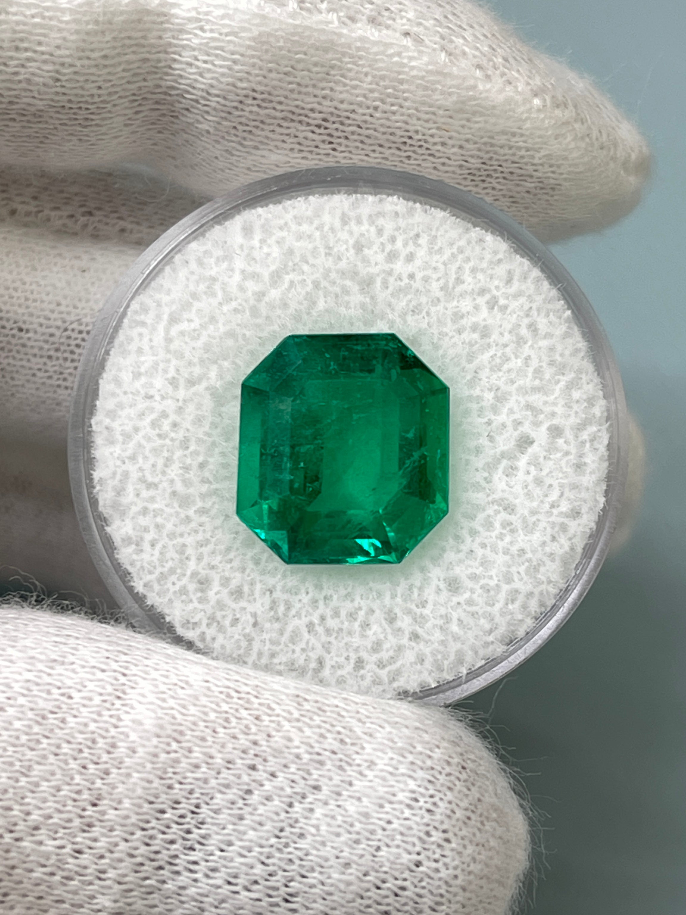 5.96 Carat 12x11 AAA+ Classic Green Natural Loose Colombian- Emerald Cut - JR Colombian Emeralds