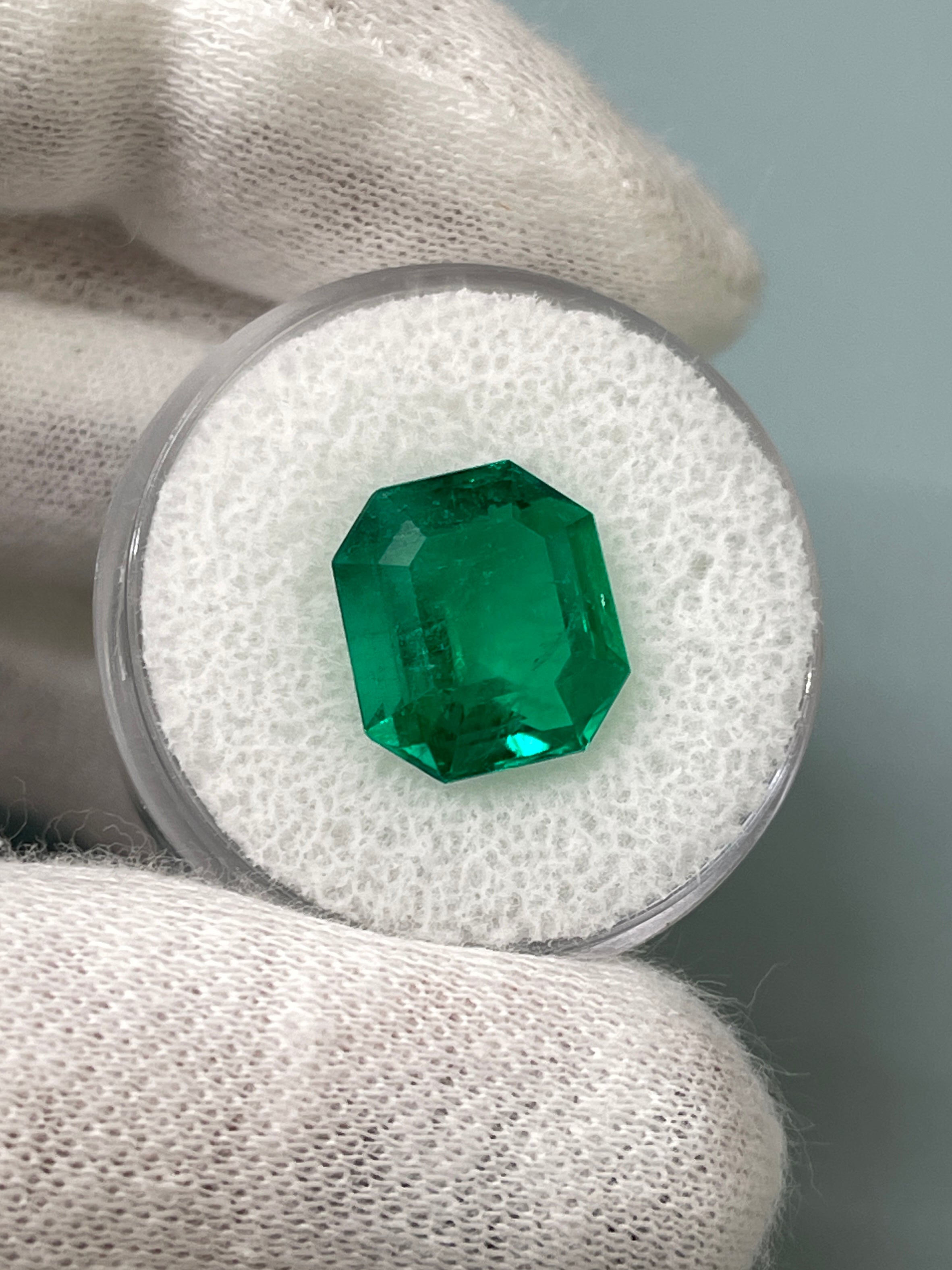 5.96 Carat 12x11 AAA+ Classic Green Natural Loose Colombian- Emerald Cut - JR Colombian Emeralds