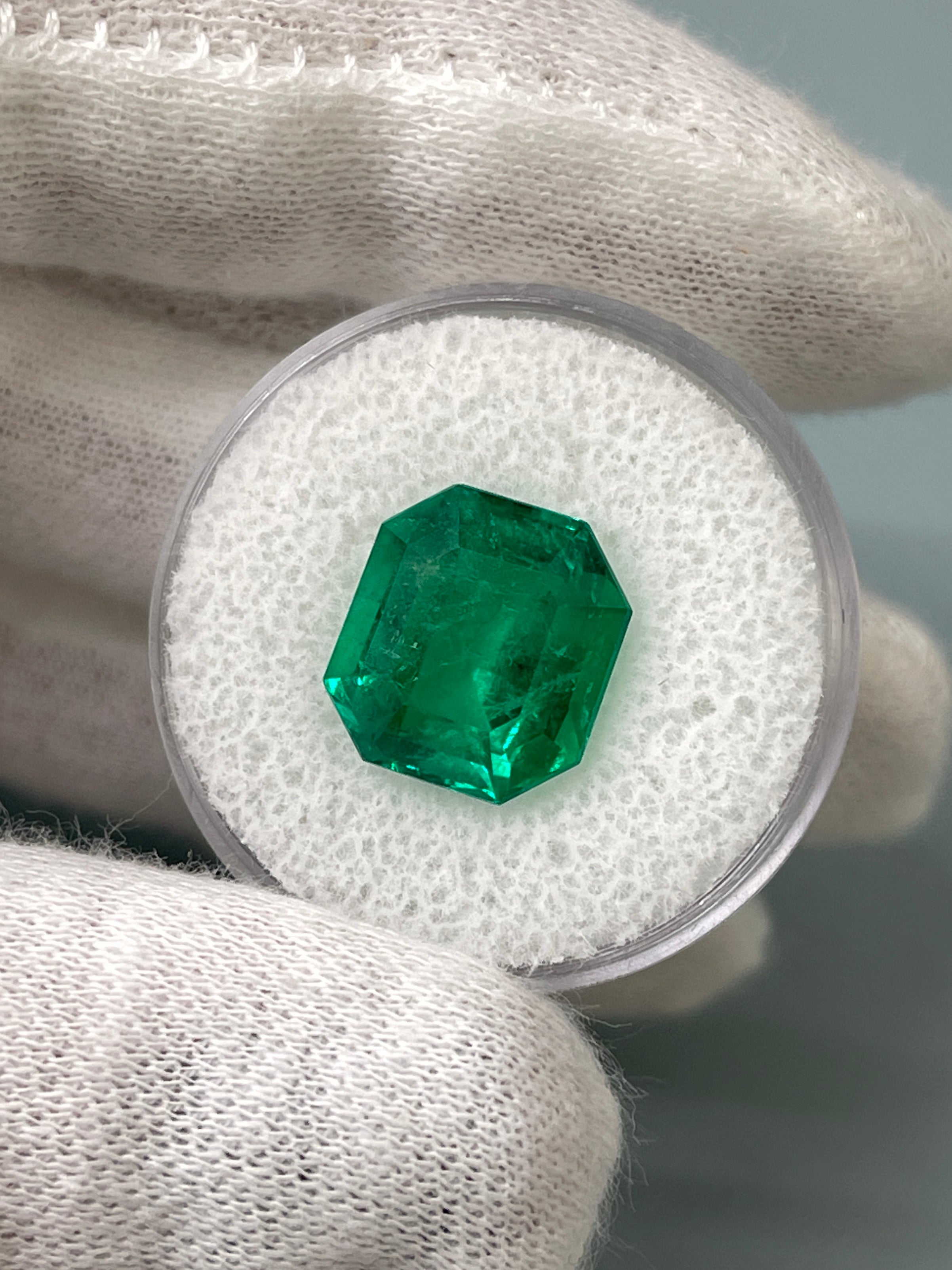 5.96 Carat 12x11 AAA+ Classic Green Natural Loose Colombian- Emerald Cut - JR Colombian Emeralds